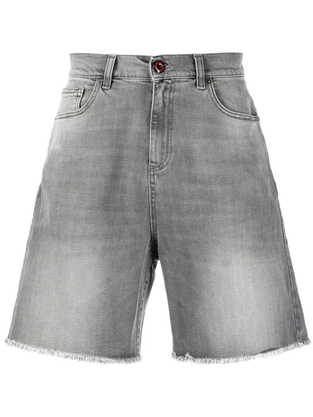 Vision Of Super coated logo-stamp denim shorts - Grey von Vision Of Super