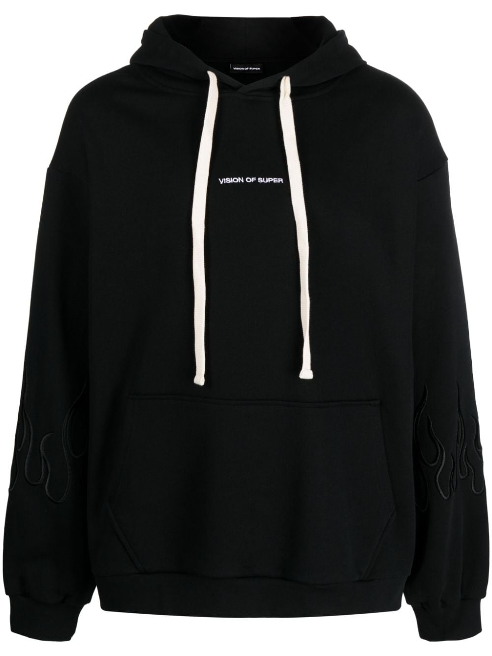 Vision Of Super flame-embroidered cotton hoodie - Black von Vision Of Super