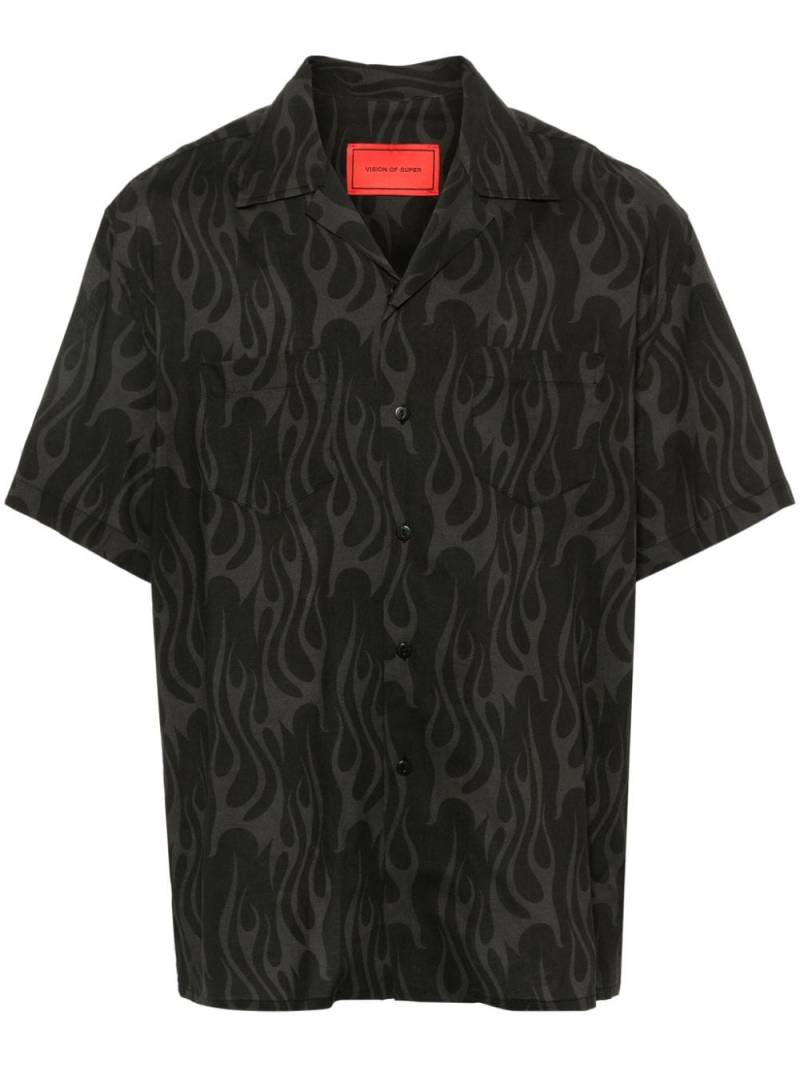 Vision Of Super flame-print bowling shirt - Black von Vision Of Super