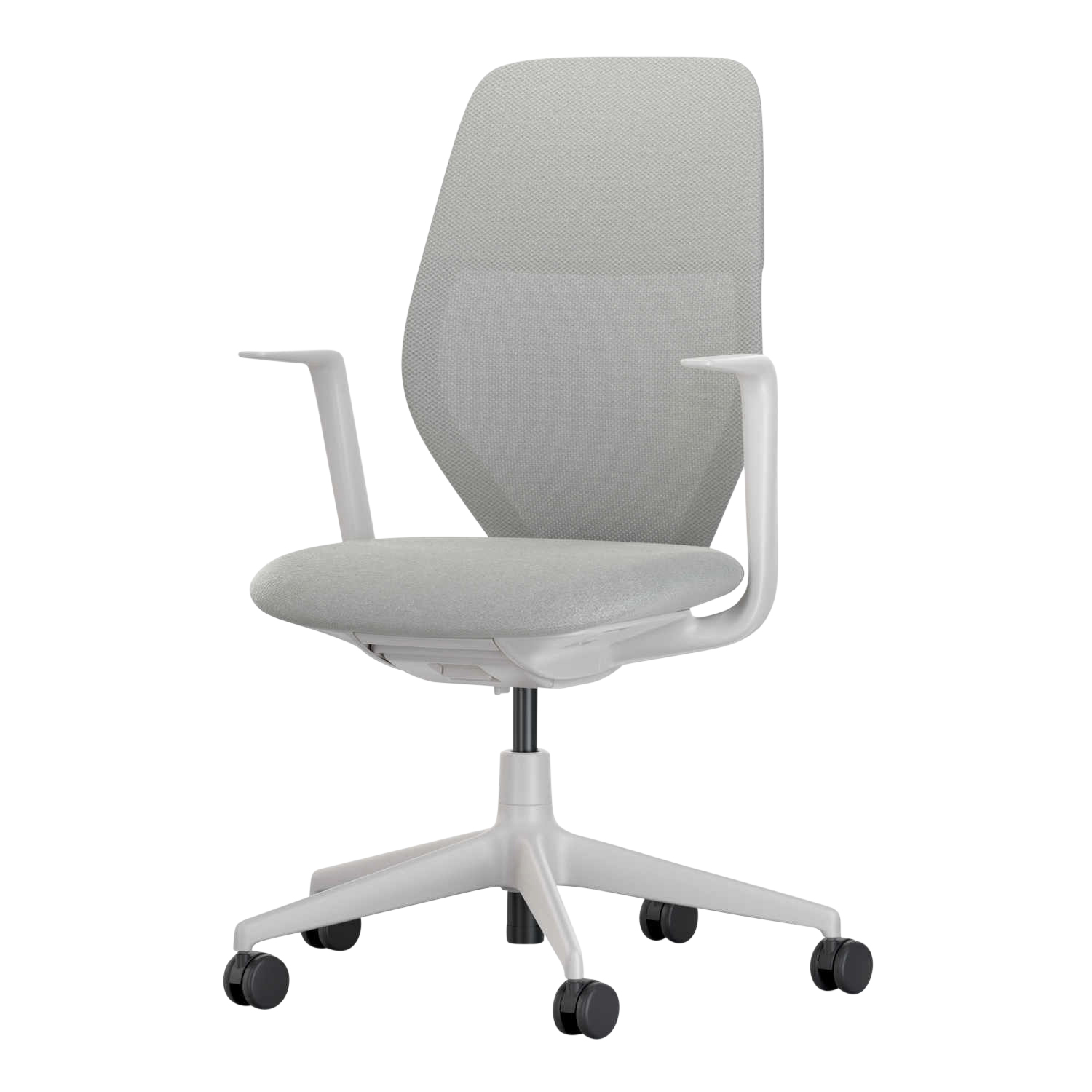 ACX Mesh Bürodrehstuhl, Rücken knitted mesh carbon, Sitz Stoff F30 plano lichtgrau/eisblau, Lumbalstütze ja, Armlehne fixe armlehnen, Rahmen soft g... von Vitra