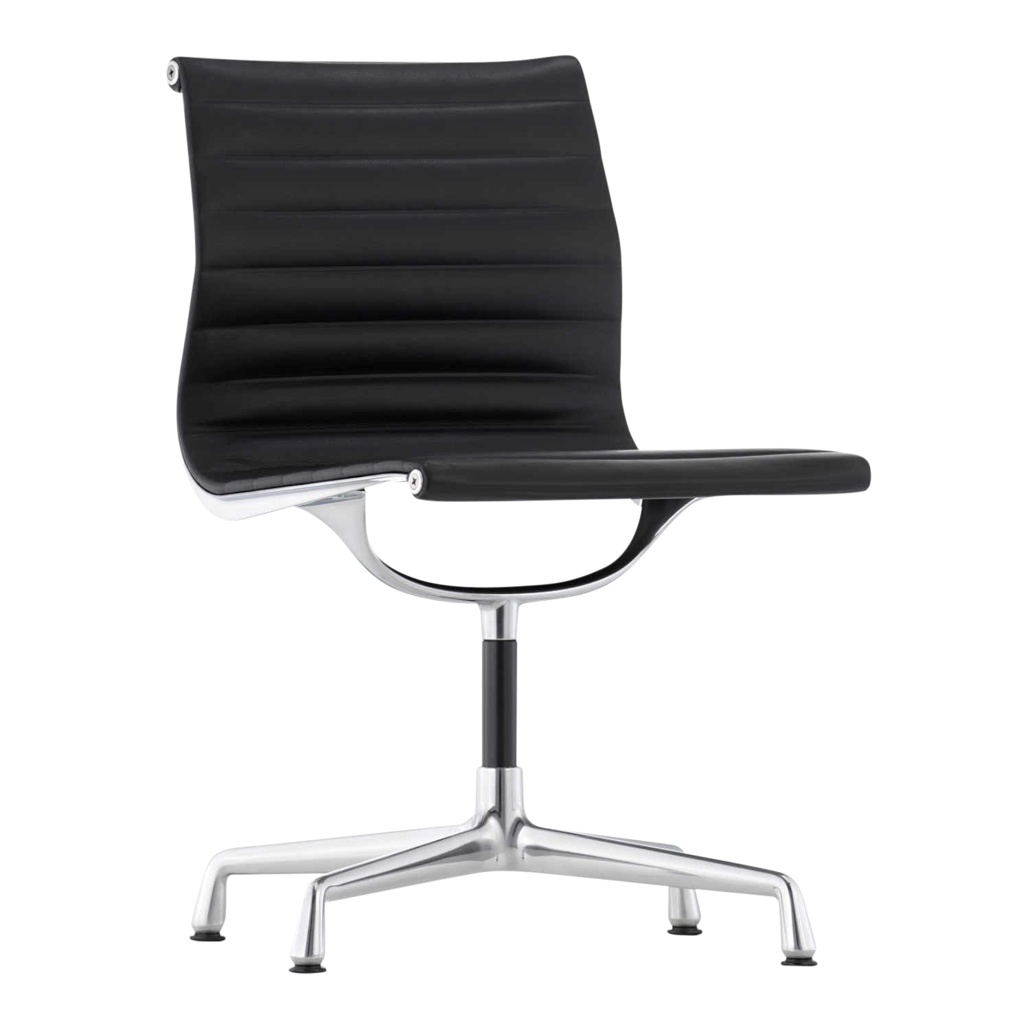 EA105 Aluminium Chair Lederstuhl, Leder/Rückseite Plano 69/54 kastanie / braun, Untergestell glanzchrom, Gleiter gleiter für teppichböden von Vitra