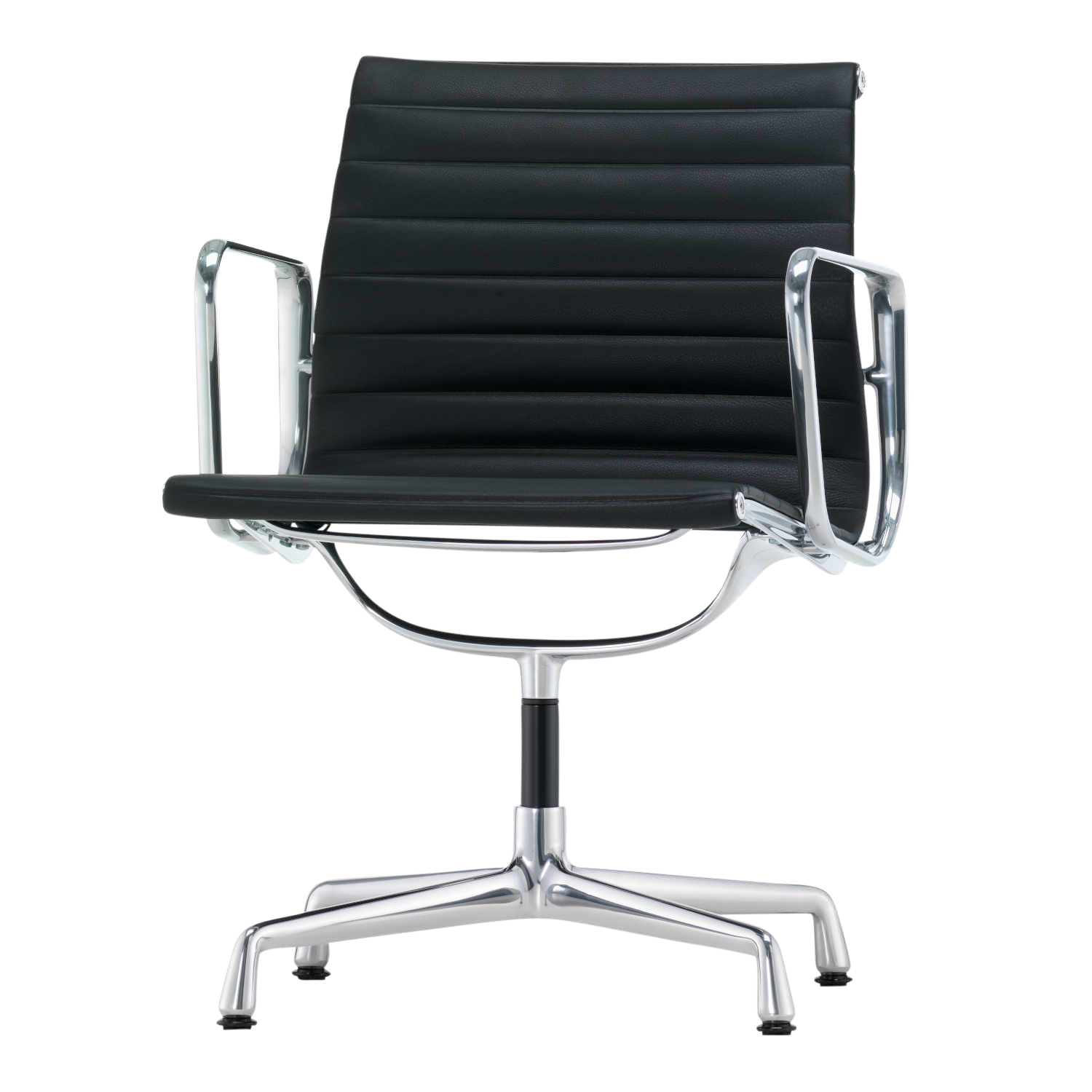 EA107 Aluminium Chair Lederstuhl, Leder/Rückseite Plano 68/54 chocolate / braun, Untergestell tiefschwarz pulverbeschichtet (glatt) 12, Gleiter fil... von Vitra