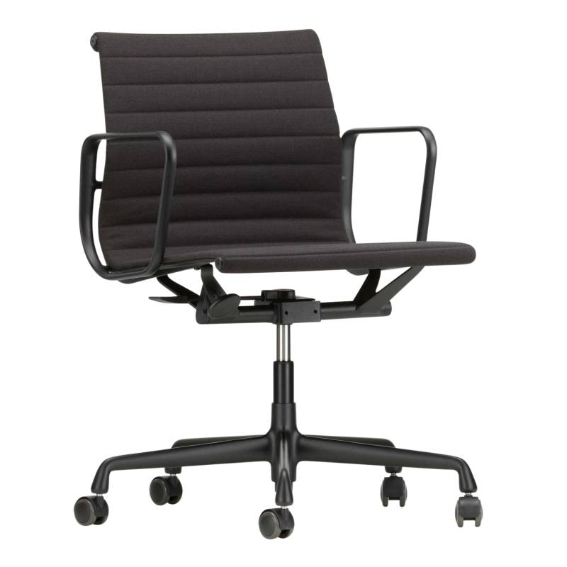 EA118 Aluminium Chair Stoff-Bürodrehstuhl, Stoff Hopsak F60 nero, Untergestell tiefschwarz pulverbeschichtet (glatt) 12, Rollen rolle hart gebremst... von Vitra