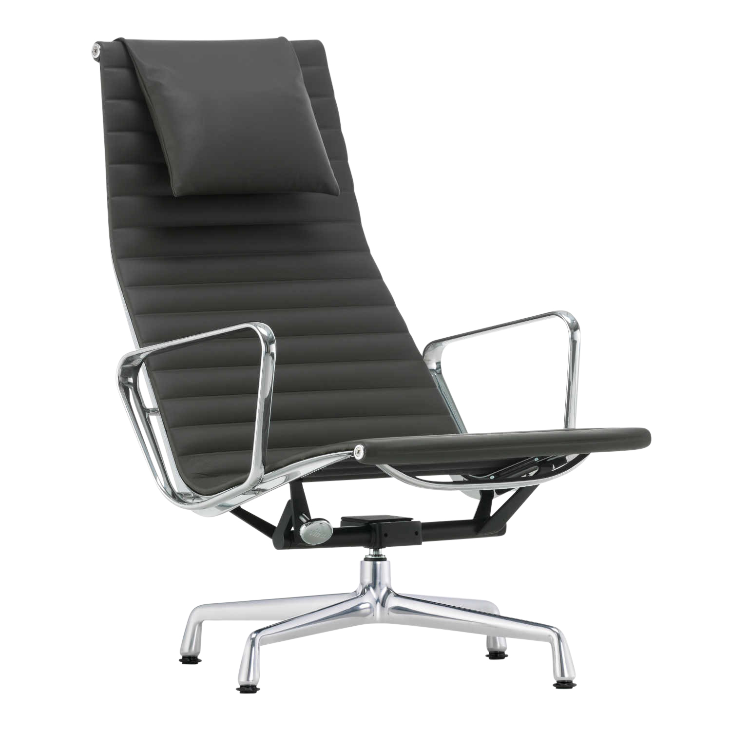 EA124 Aluminium Chair Leder-Drehsessel, Leder/Rückseite Plano 70/72 rot / poppy red, Untergestell poliert 1, Gleiter filzgleiter für harte böden von Vitra