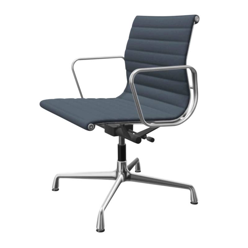 EA132 Aluminium Chair Stoff-Drehstuhl, Stoff Hopsak F60 senf/elfenbein, Drahtuntergestell glanzchrom 00, Gleiter basic dark für hartböden von Vitra