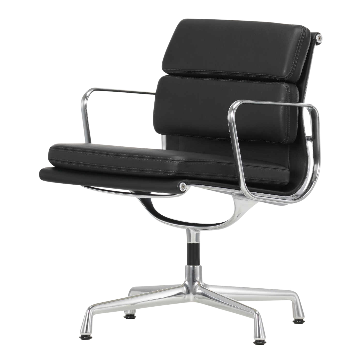 EA208 Soft Pad Chair Drehstuhl, Leder/Rückseite Plano 69/54 kastanie / braun, Höhe 84 cm, Untergestell aluminium poliert, Gleiter gleiter für teppi... von Vitra