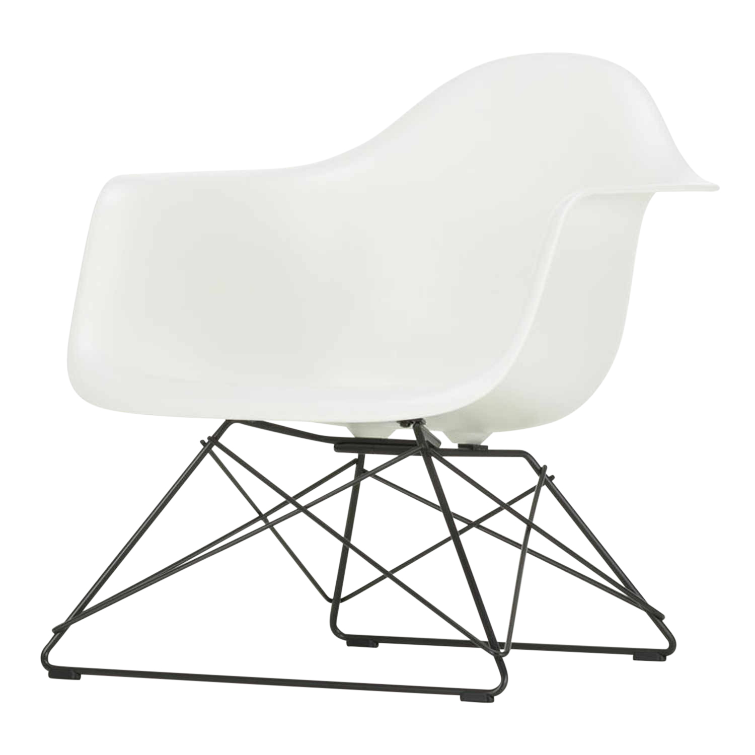 Eames Plastic Lounge Armchair RE LAR Sessel, Sitzschale RE eisgrau re, Untergestell basic dark pulverbeschichtet (glatt), Gleiter basic dark für te... von Vitra