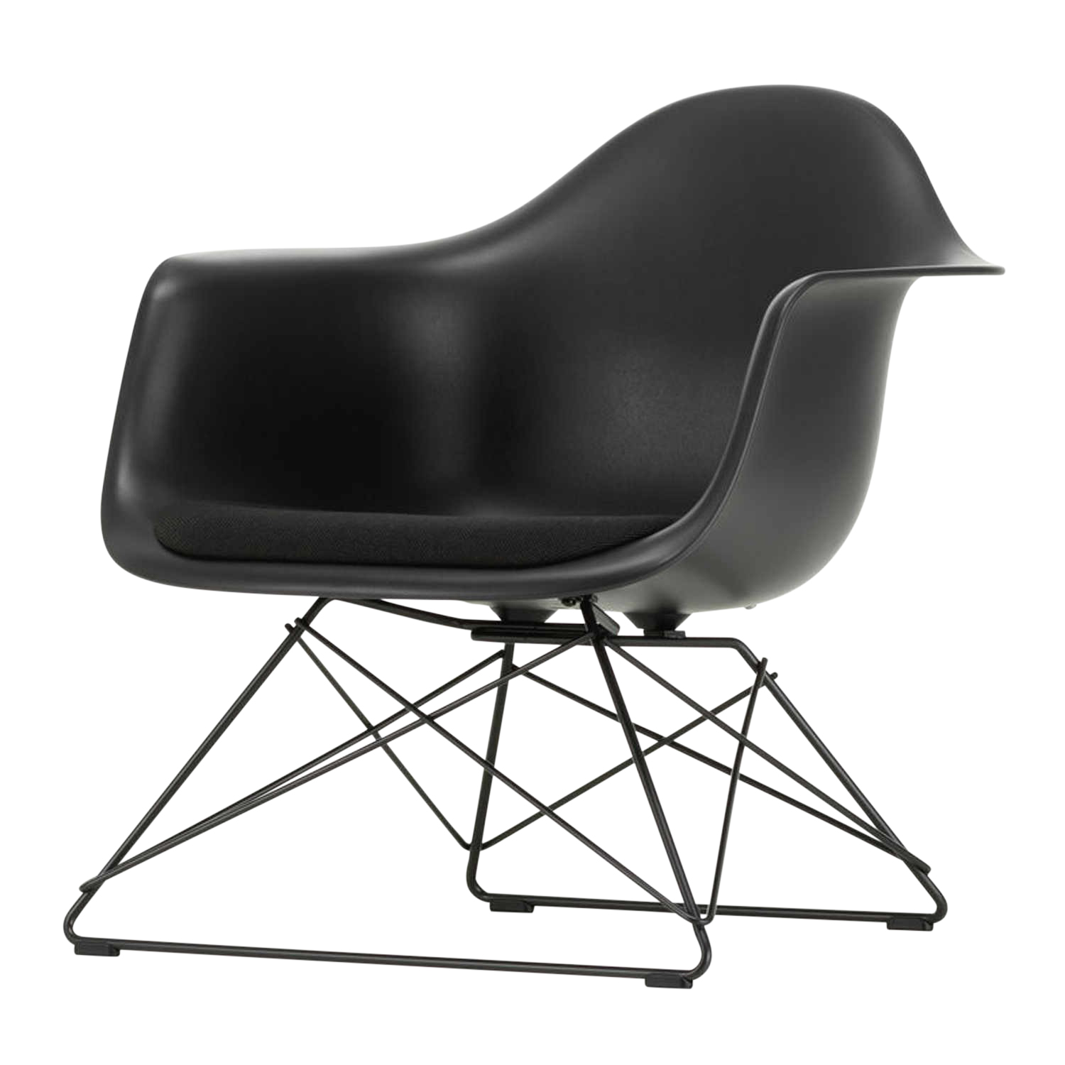 Eames Plastic Lounge Armchair RE LAR Sitzpolster Sessel, Sitzschale RE cotton white re, Stoff Hopsak F60 meerblau/dunkelgrau, Drahtuntergestell wei... von Vitra