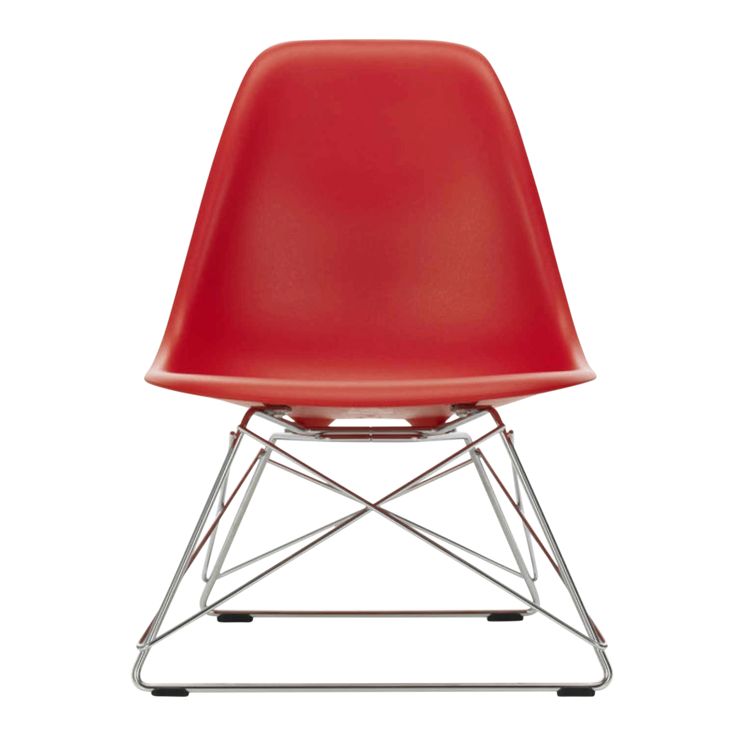 Eames Plastic Lounge Side Chair RE LSR Sessel, Sitzschale RE citron re, Untergestell glanzchrom, Gleiter basic dark für hartböden von Vitra