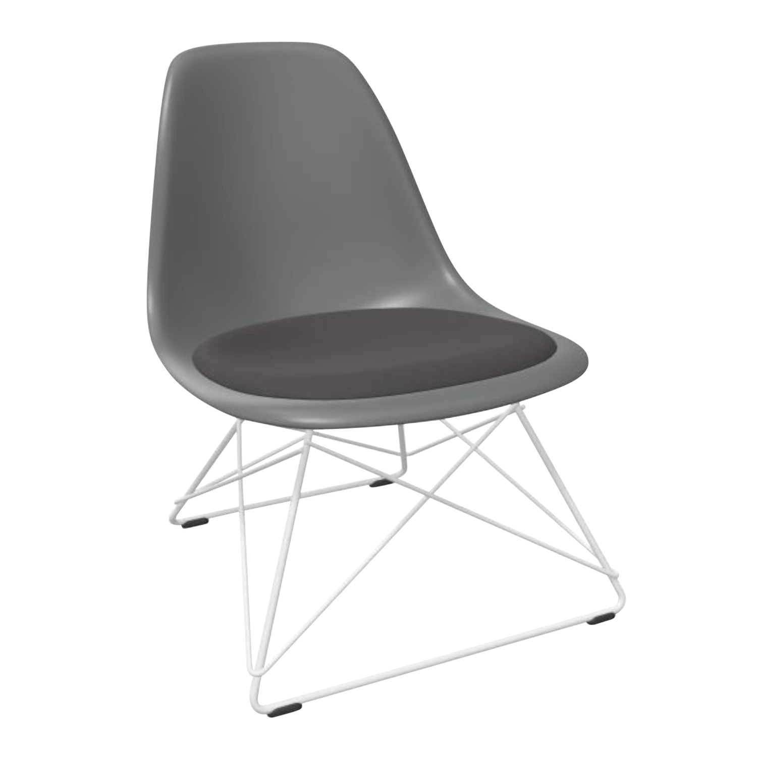 Eames Plastic Lounge Side Chair RE LSR Sitzpolster Sessel, Sitzschale RE granitgrau re, Stoff Hopsak F60 meerblau/elfenbein, Drahtuntergestell basi... von Vitra