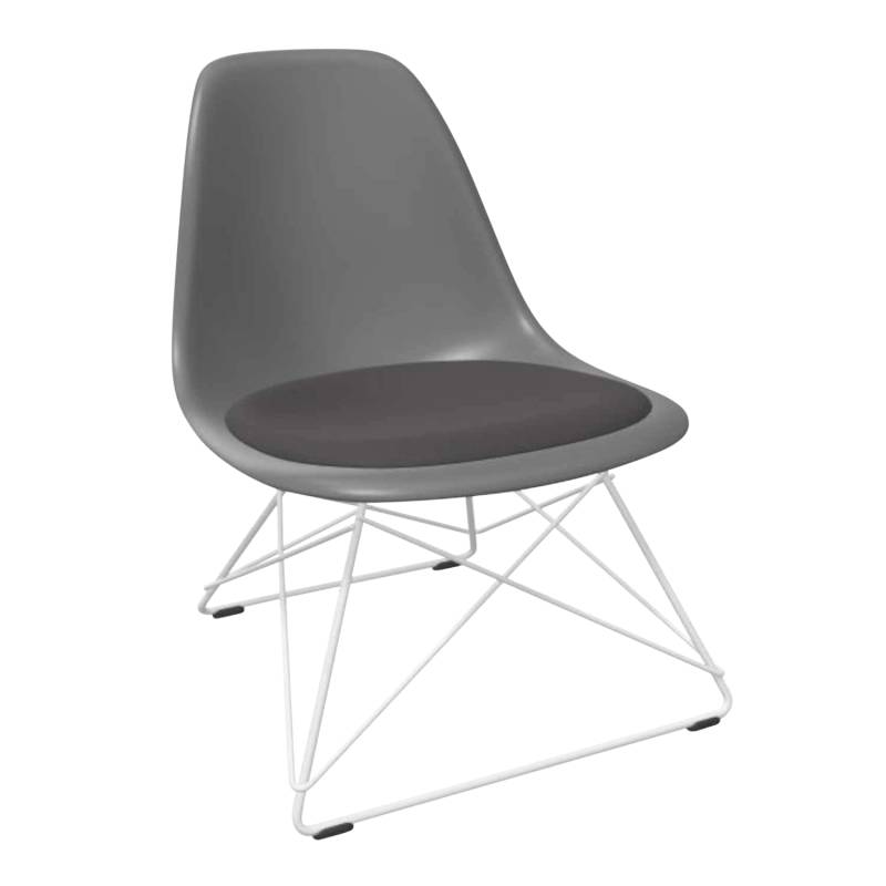 Eames Plastic Lounge Side LSR Sitzpolster-Sessel, Sitzschale weiss, Sitz Stoff Hopsak F60 gelb/elfenbein 16, Untergestell weiss pulverbeschichtet (... von Vitra