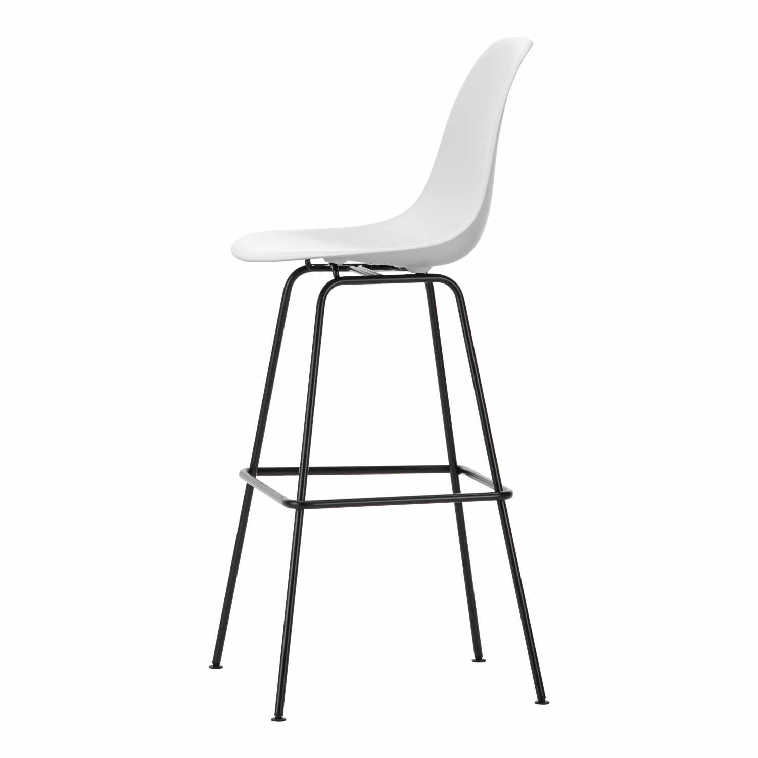 Eames Plastic Side Stool RE Barstuhl, Sitzhöhe 67 cm, Sitzschale RE cotton white re, Drahtuntergestell basic dark pulverbeschichtet (glatt), Gleite... von Vitra