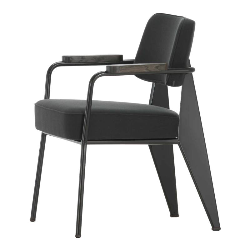 Fauteuil Direction Stoffsessel, Bezug stoff twill 15 grün, Untergestell ecru pulverbeschichtet (glatt), Armlehne eiche natur massiv geölt, Gleiter ... von Vitra