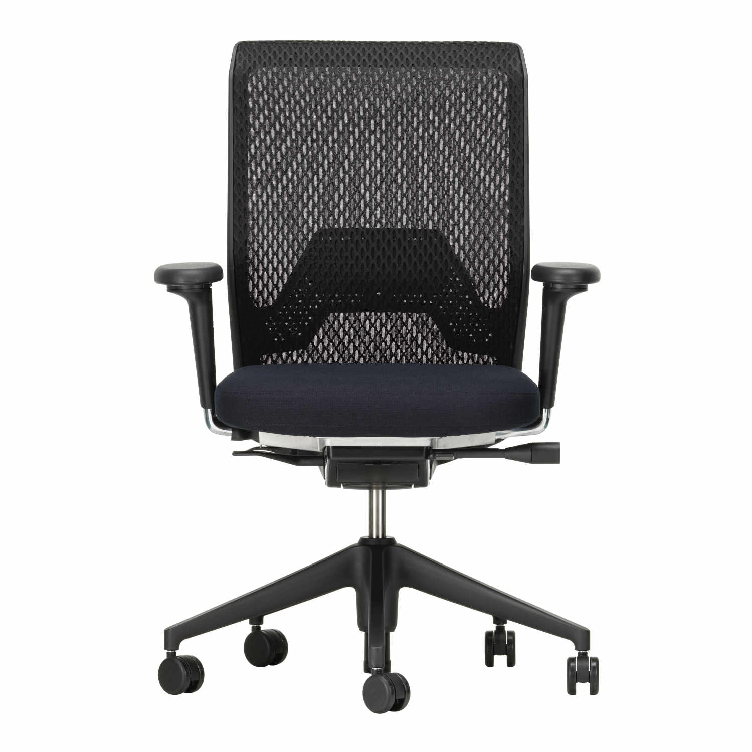 ID Mesh Bürodrehstuhl, Sitz Silk Mesh rauchblau 02, Rücken silk mesh rauchblau 02, Armlehne 2d-armlehnen f, aluminium beschichtet, Rollen rolle wei... von Vitra