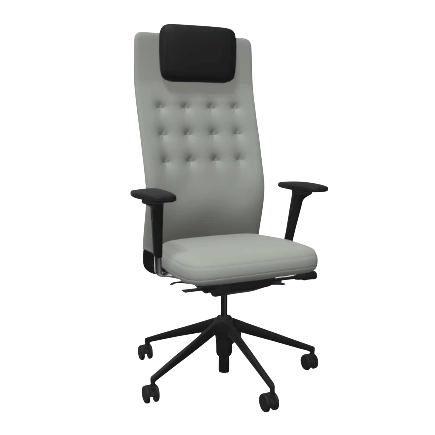 ID Trim L Bürodrehstuhl, Sitz Stoff F30 plano nero, Rücken plano pergament/cremeweiss 03, Kopfauflage leder nero, Ausführung mit verstellbarer lumb... von Vitra