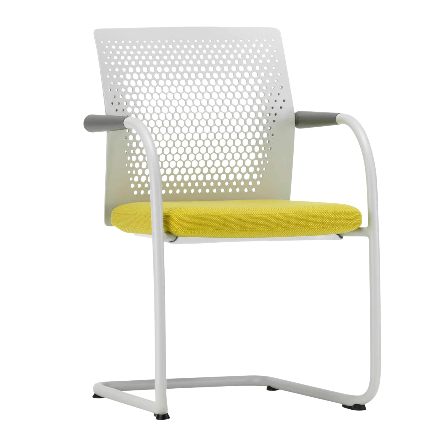 ID Visitor Air Freischwinger, Rücken basic dark 30, Sitz Silk Mesh asphalt 67, Armlehne basic dark 30, Ausführung stapelbar, Untergestell basic dar... von Vitra