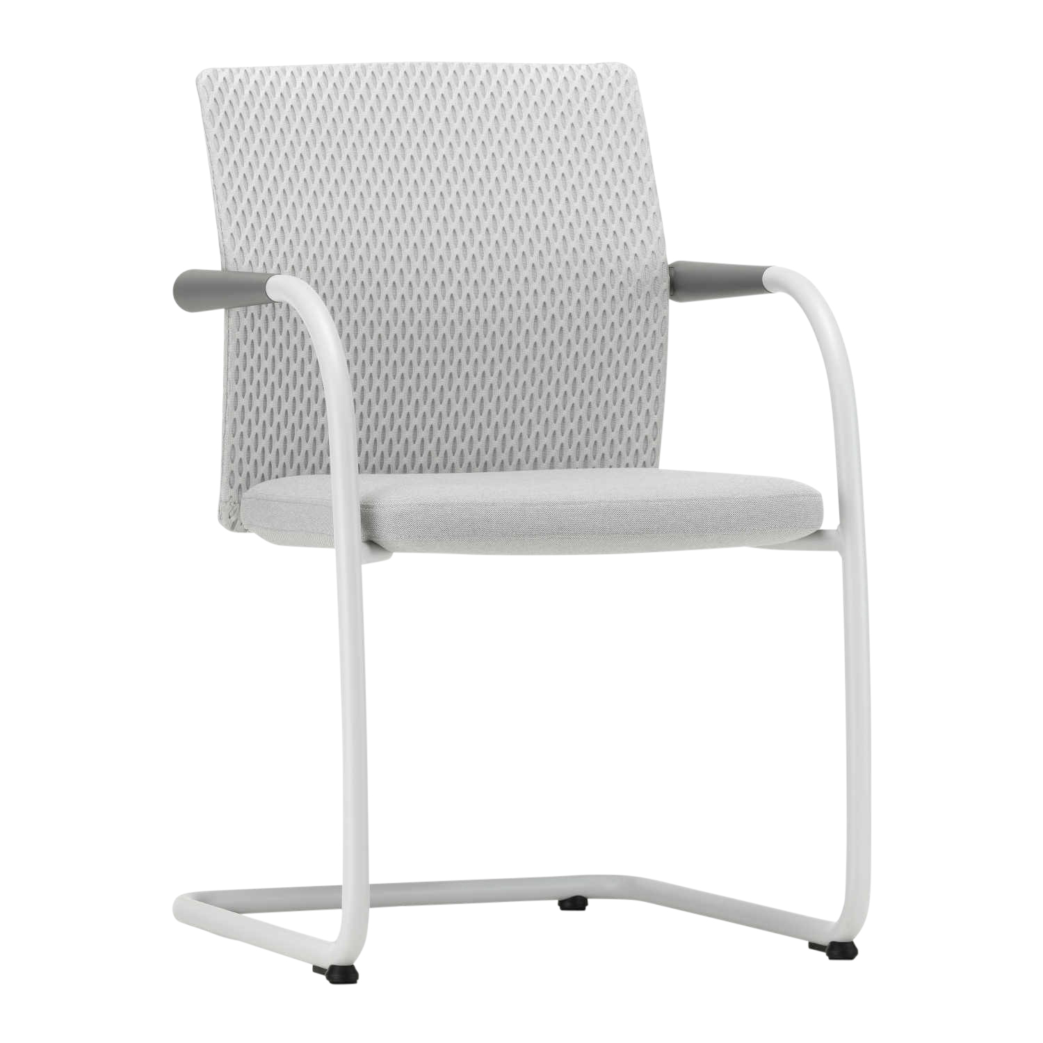 ID Visitor Mesh Freischwinger, Sitz/Rücken silk/diamond mesh nero 66, Armlehne dimgrey 21, Ausführung nicht stapelbar, Untergestell basic dark pulv... von Vitra