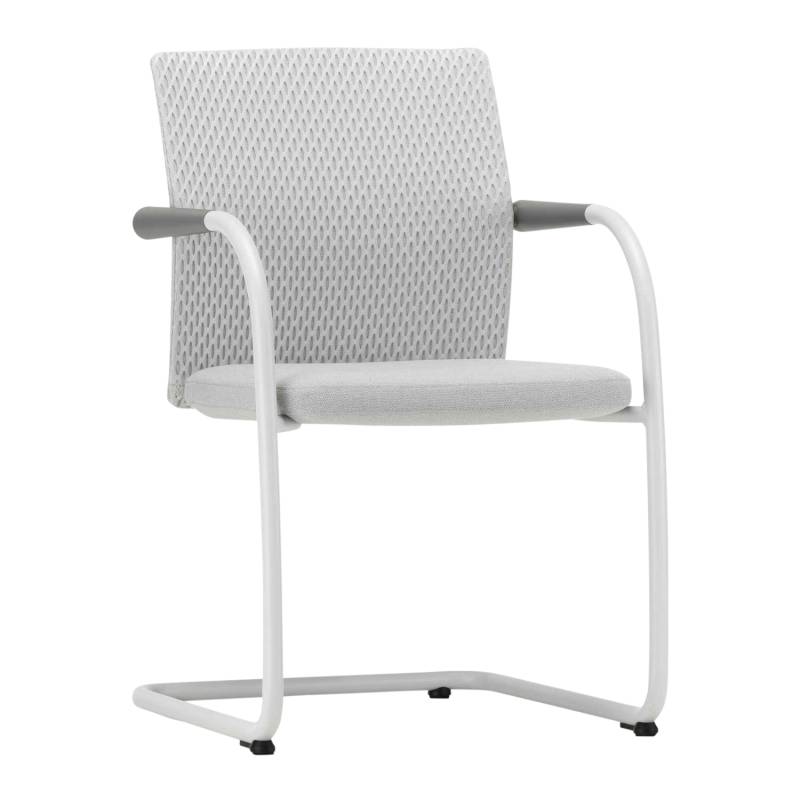 ID Visitor Mesh Freischwinger, Sitz/Rücken silk/diamond mesh nero 66, Armlehne dimgrey 21, Ausführung stapelbar, Untergestell glanzchrom, Gleiter g... von Vitra