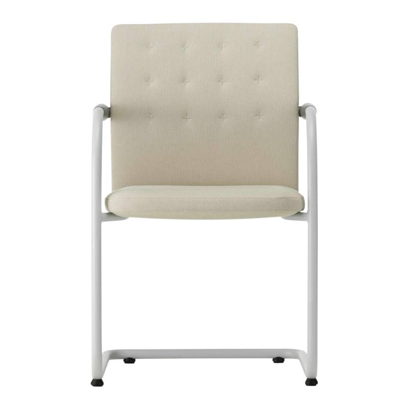 ID Visitor Trim Freischwinger, Sitz/Rücken plano pergament/cremeweiss 03, Armlehne dimgrey 21, Ausführung nicht stapelbar, Untergestell basic dark ... von Vitra