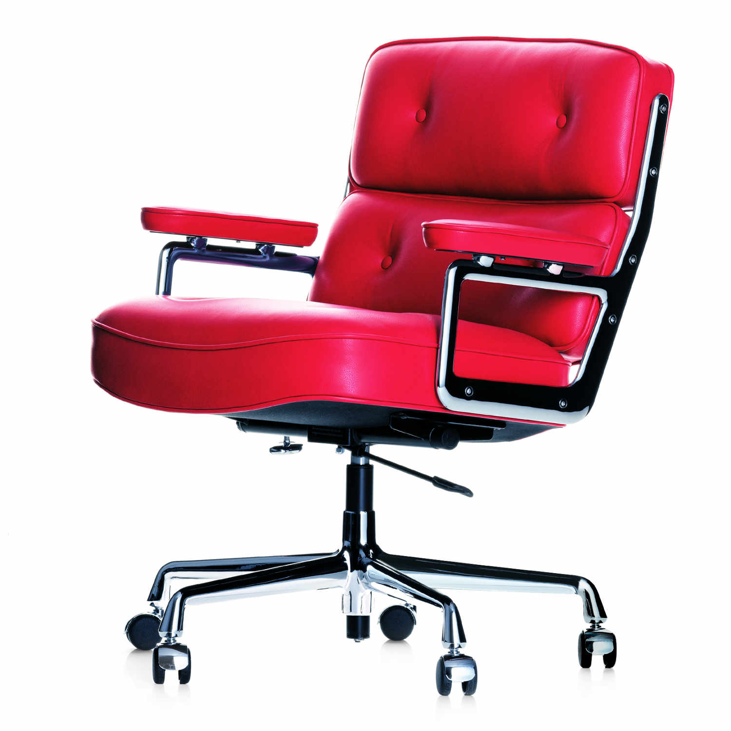 Lobby Chair ES104 Bürodrehstuhl, Lederbezug l20 dimgrey, Rollen rolle hart gebremst für teppichboden von Vitra