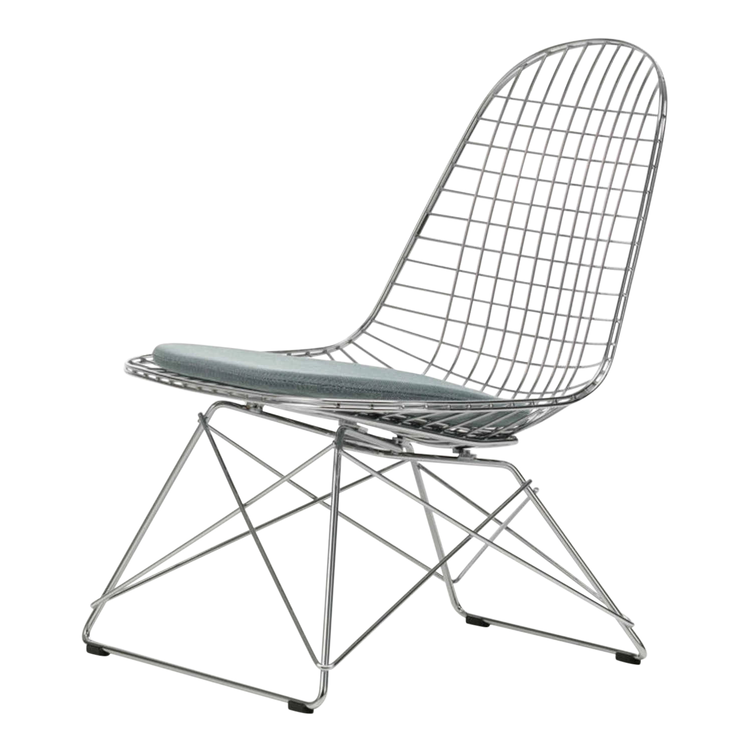 Wire Lounge Chair LKR-5 Sessel, Gestell weiss pulverbeschichtet (glatt), Sitz Stoff Hopsak F60 grün/elfenbein 20, Gleiter weiss für hartböden von Vitra