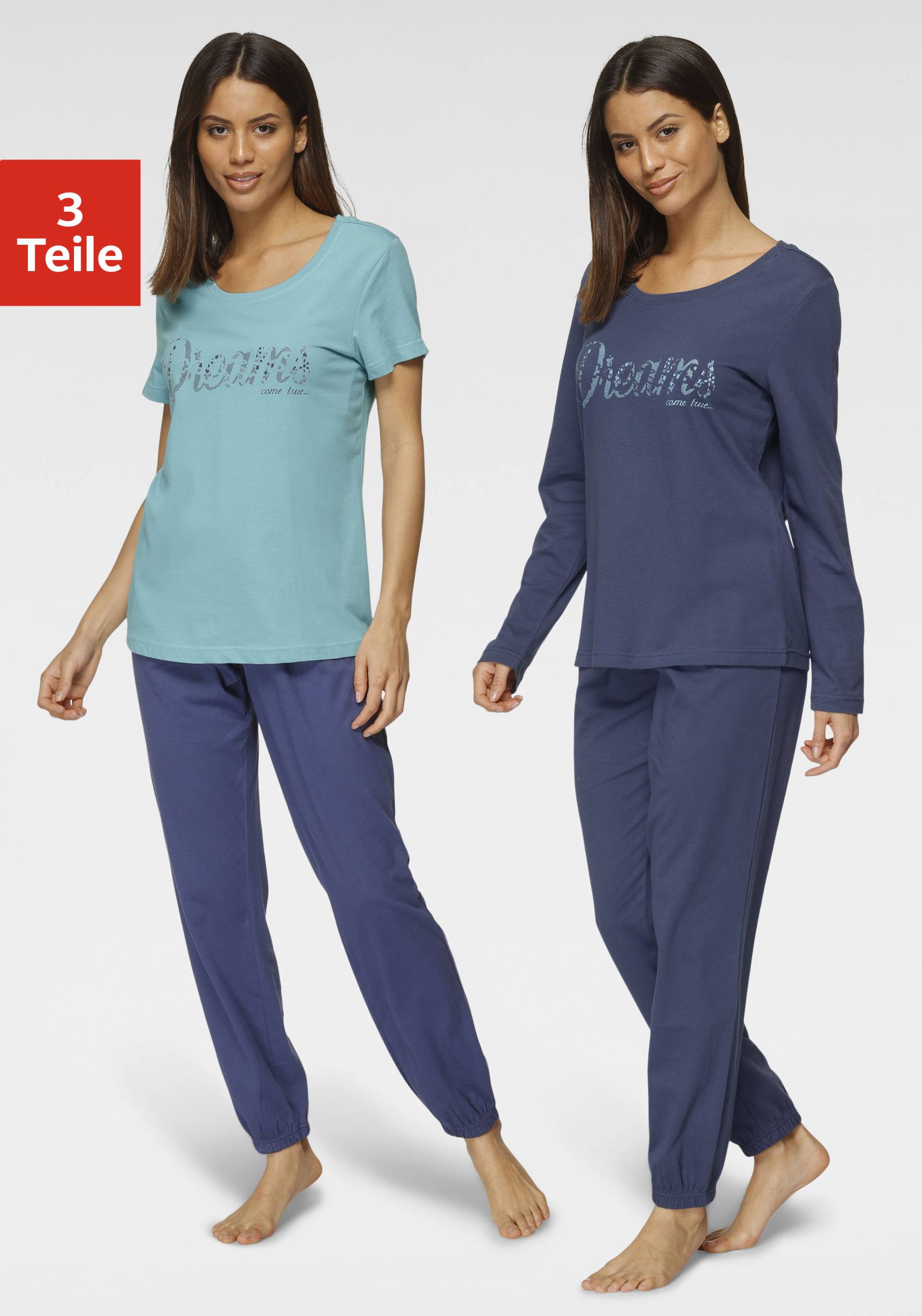 Vivance Dreams Pyjama, (Set, 3 teilig), mit Frontschriftzug von Vivance Dreams