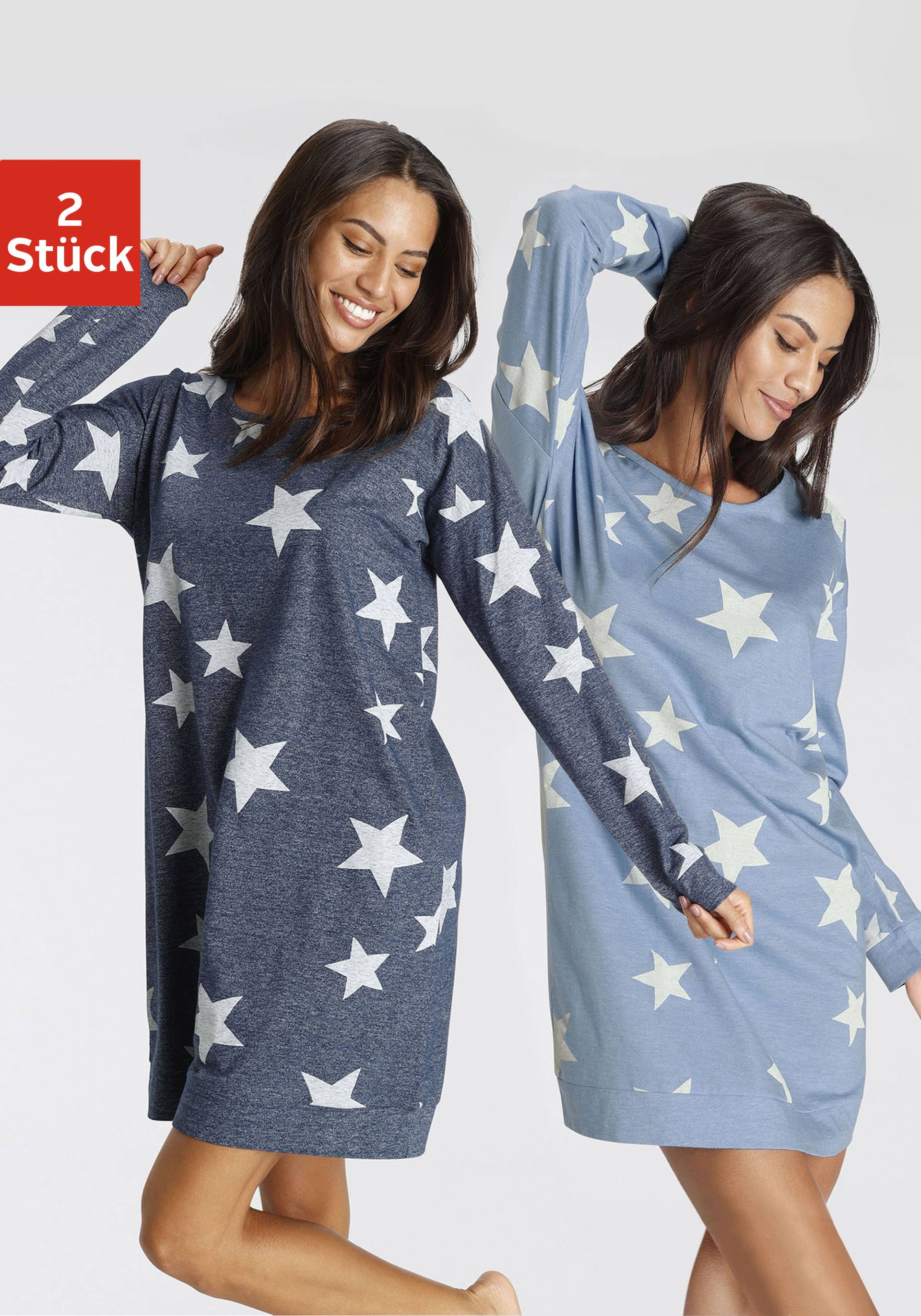 Vivance Dreams Sleepshirt, (2er Pack), mit Sterne-Druck von Vivance Dreams