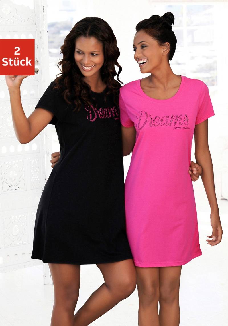 Vivance Dreams Sleepshirt, (2er-Pack), mit Print in Spitzenoptik von Vivance Dreams