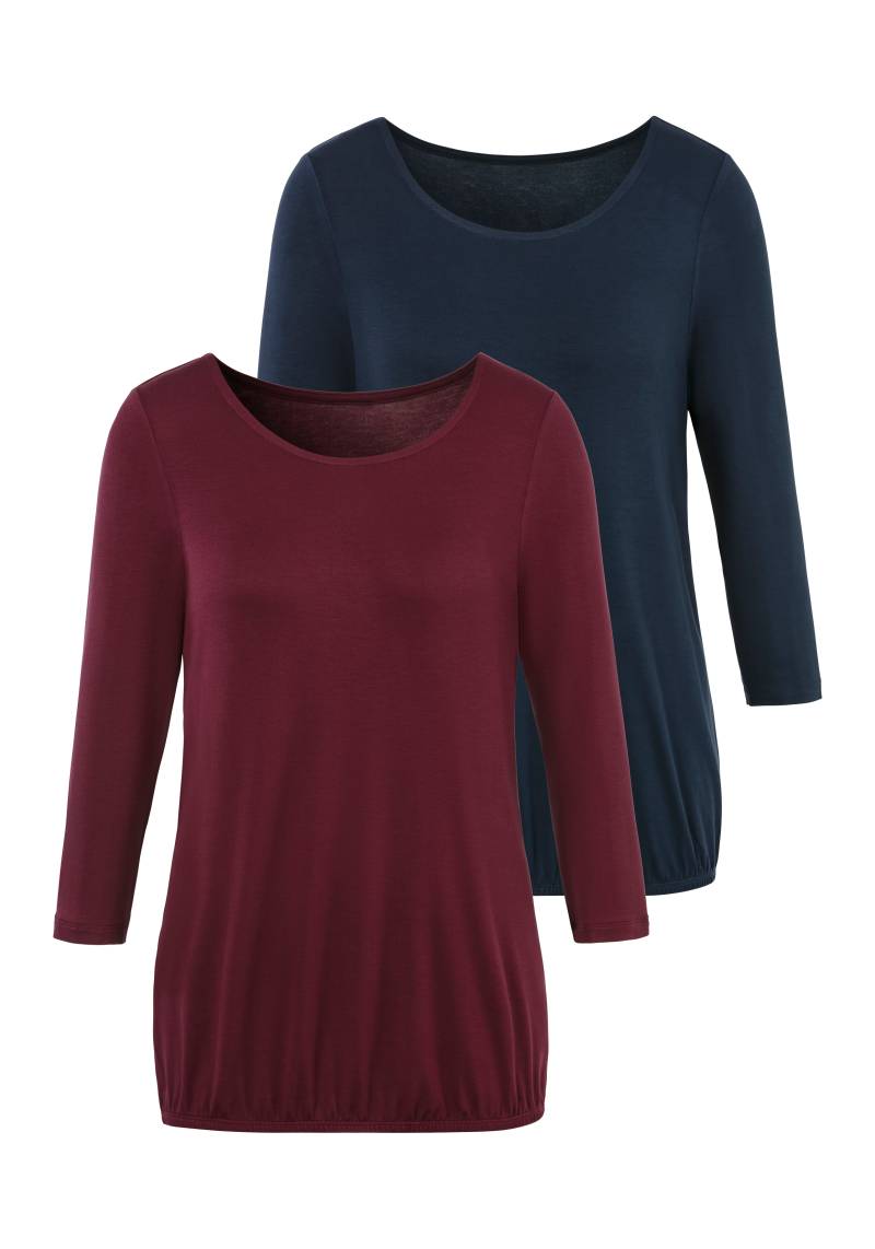 Vivance 3/4-Arm-Shirt, (2er-Pack), mit elastischem Saumabschluss von Vivance