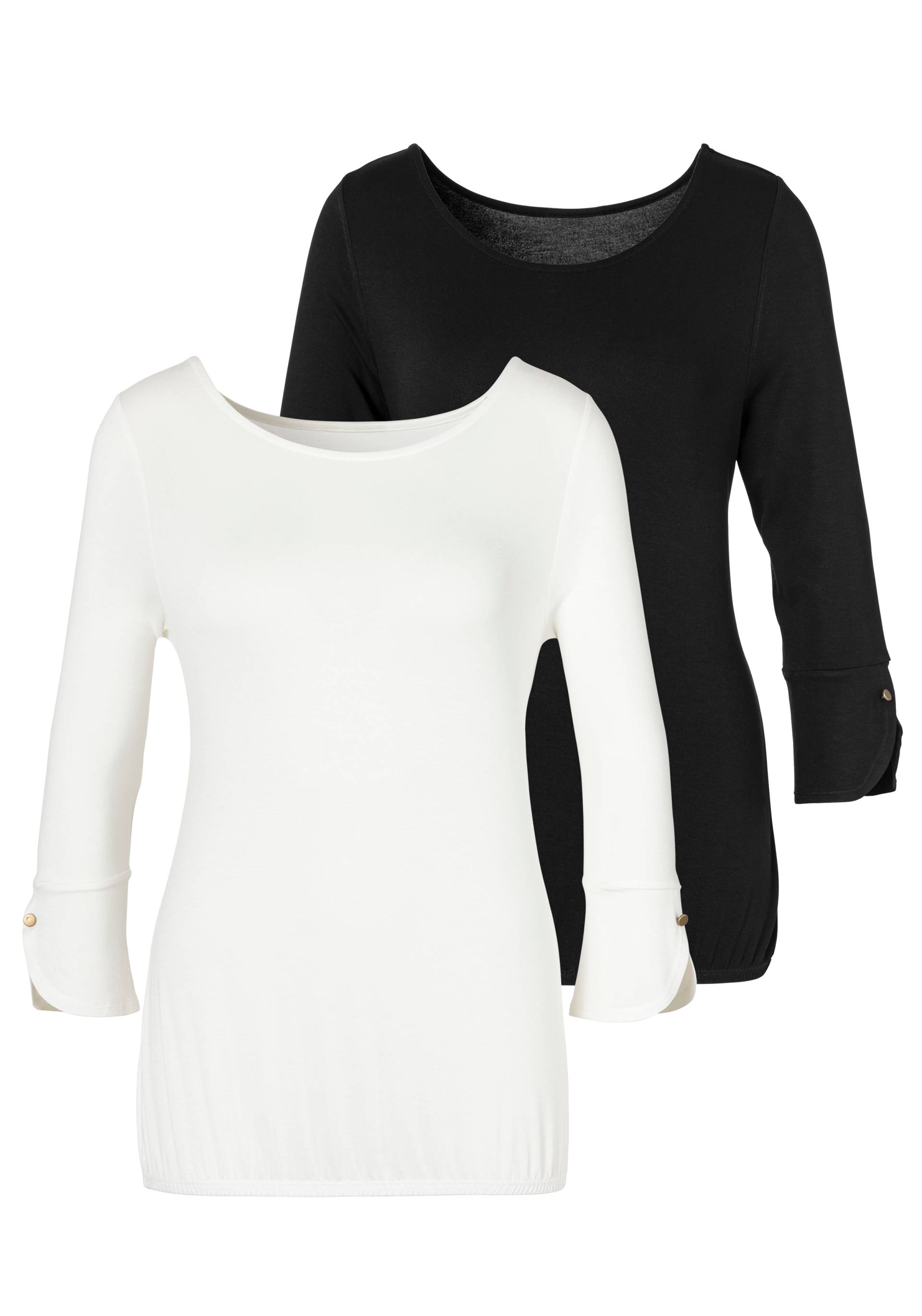 Vivance 3/4-Arm-Shirt »mit Manschetten und goldfarbenen Knöpfen«, (2er-Pack), aus weichem Viskose-Stretch von Vivance