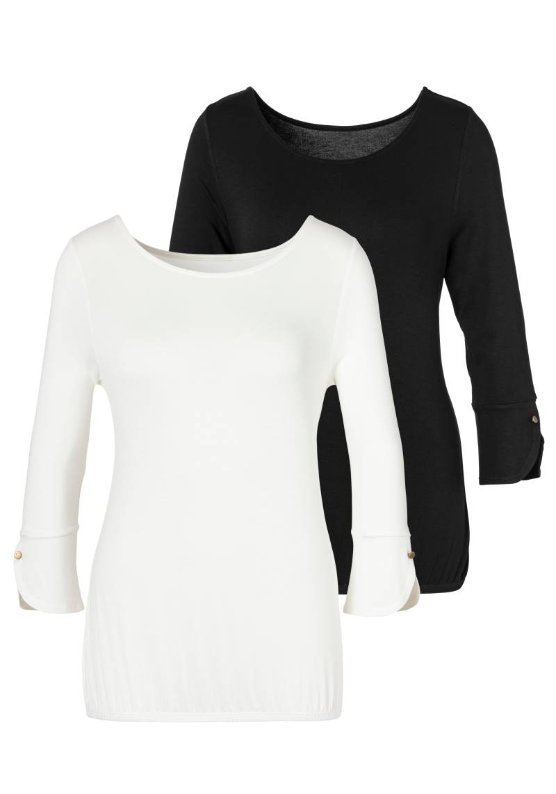 Vivance 3/4-Arm-Shirt »mit Manschetten und goldfarbenen Knöpfen«, (2er-Pack), aus weichem Viskose-Stretch von Vivance