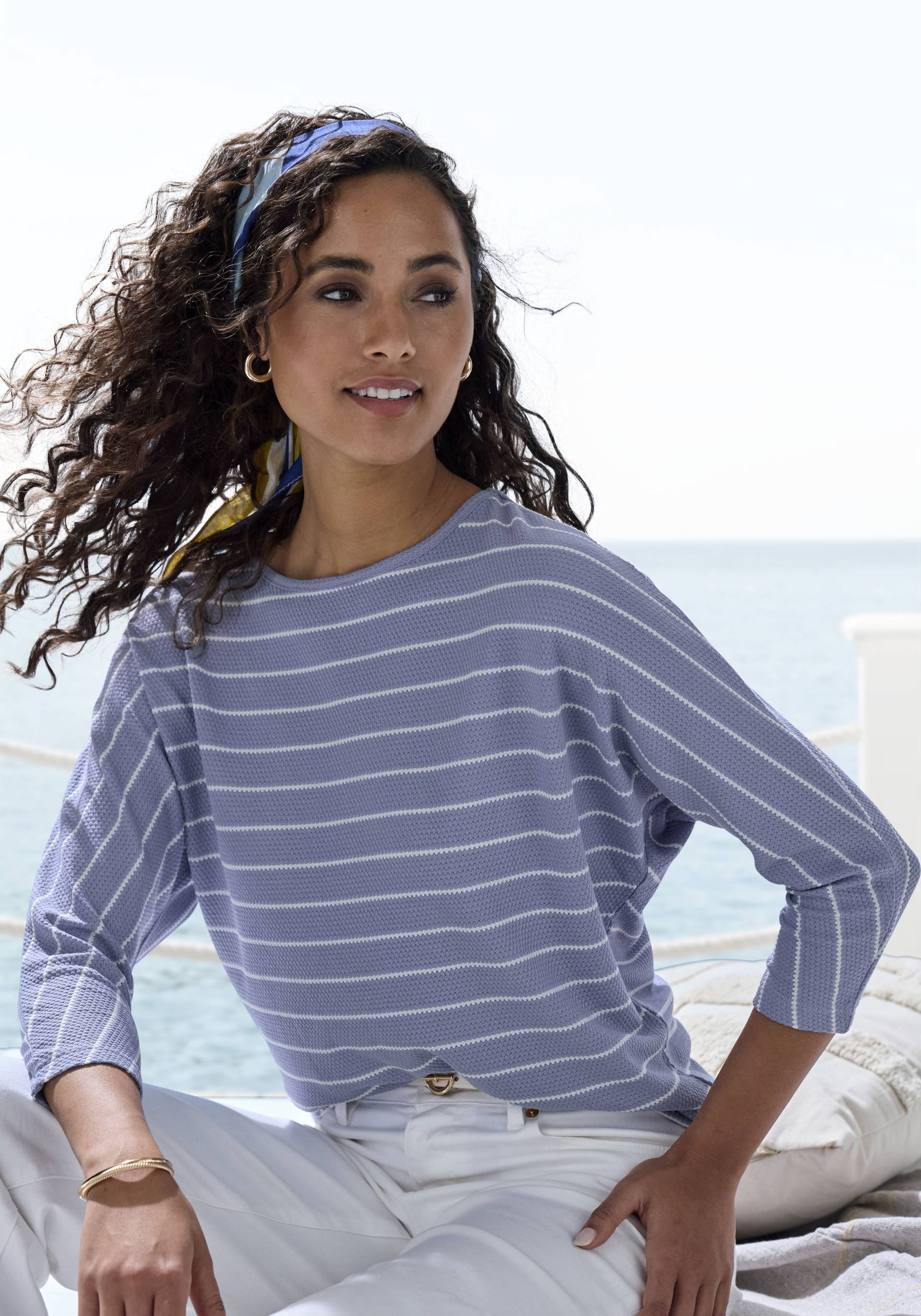 Vivance 3/4-Arm-Shirt »mit modischer Streifenstruktur«, aus pflegeleichter Baumwoll-Viskose-Qualität Vivance 3/4-Arm-Shirt »mit modischer Streifenstruktur«, aus pflegeleichter Baumwoll-Viskose-Qualität von Vivance