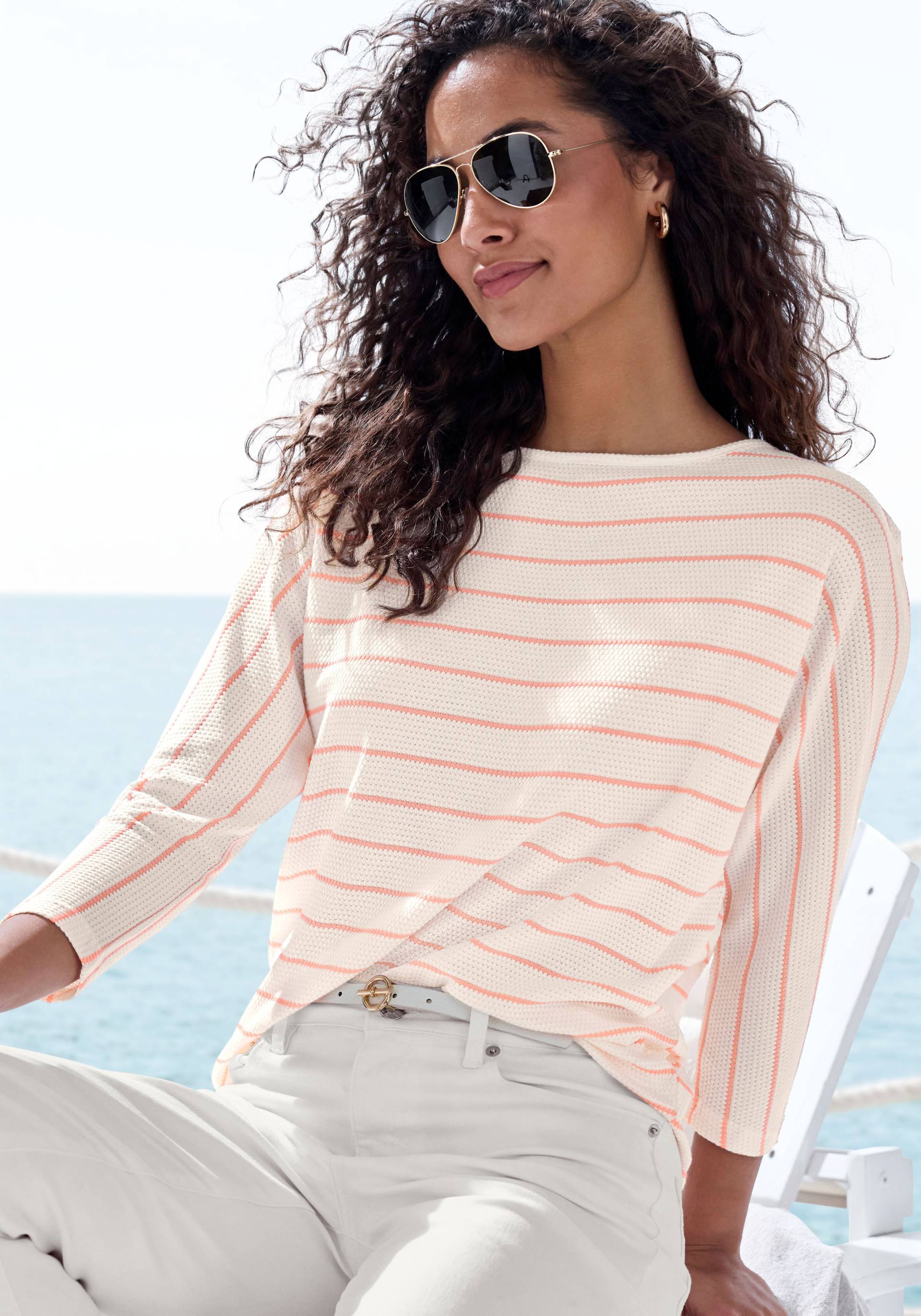 Vivance 3/4-Arm-Shirt »mit modischer Streifenstruktur«, aus pflegeleichter Baumwoll-Viskose-Qualität Vivance 3/4-Arm-Shirt »mit modischer Streifenstruktur«, aus pflegeleichter Baumwoll-Viskose-Qualität von Vivance
