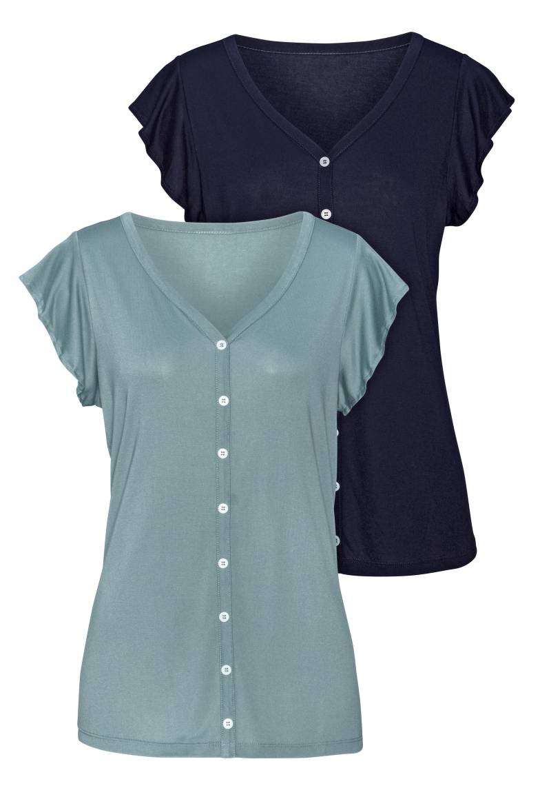 Vivance Blusenshirt »mit Zierknopfleiste«, (2er-Pack), aus weicher Viskose-Qualität von Vivance