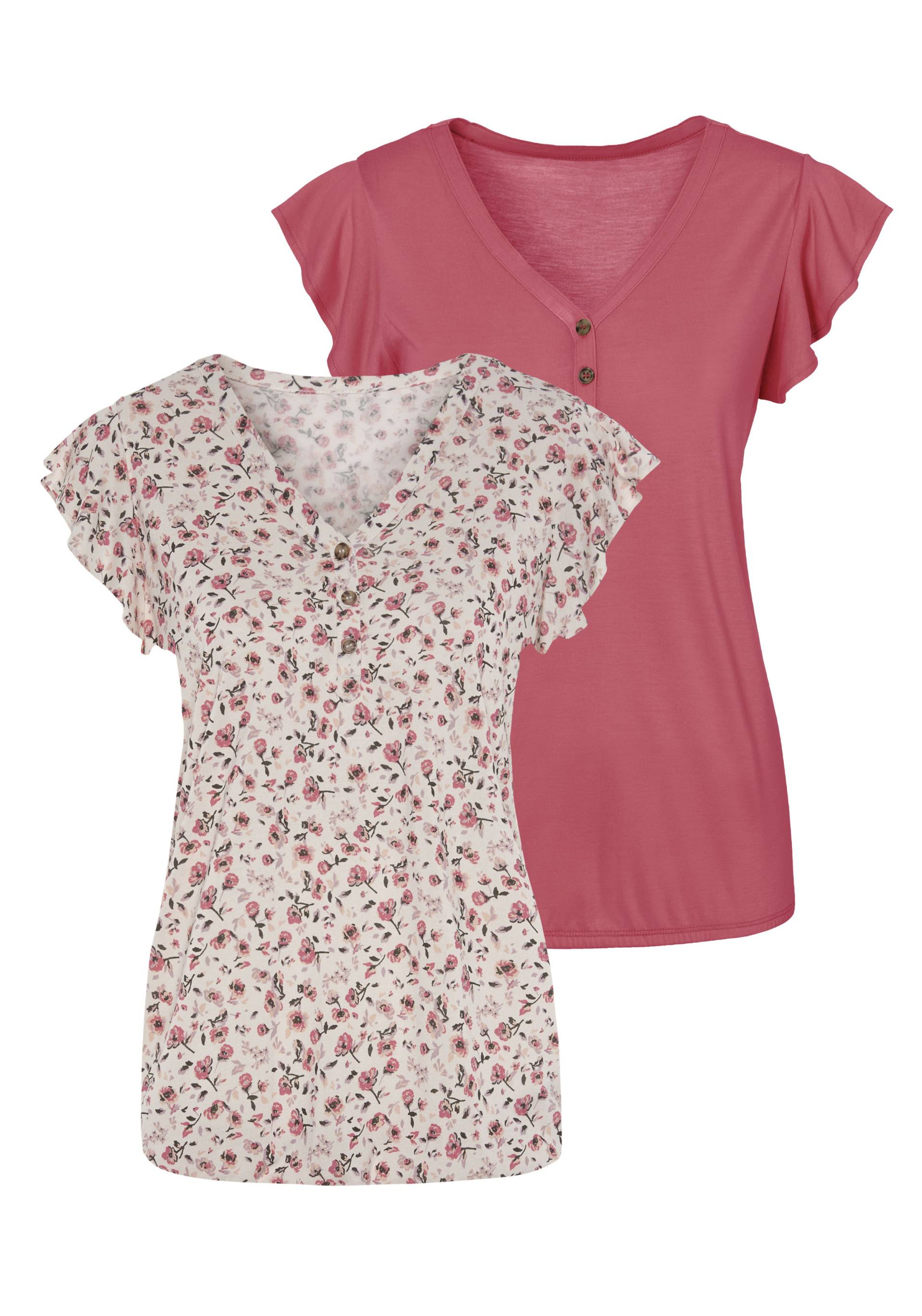 Vivance Kurzarmshirt »mit Flügelärmelchen«, (2er-Pack), aus weicher Viskose-Qualität von Vivance