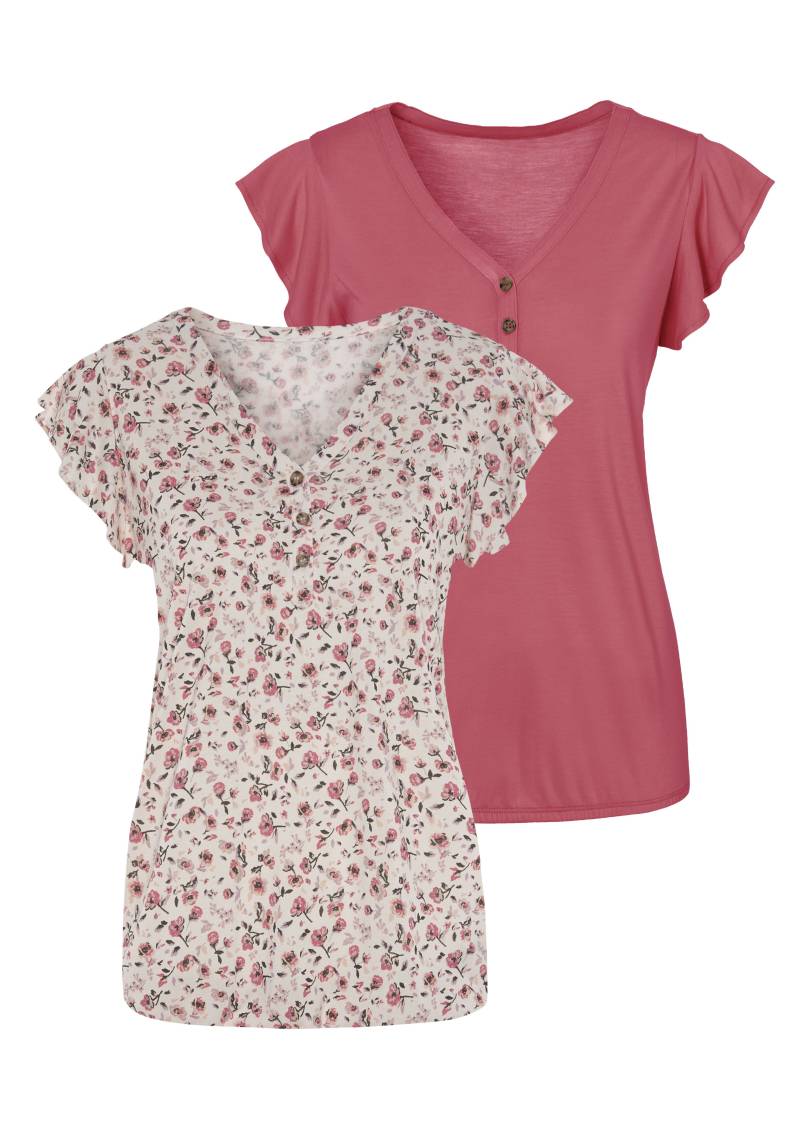 Vivance Kurzarmshirt »mit Flügelärmelchen«, (2er-Pack), aus weicher Viskose-Qualität von Vivance