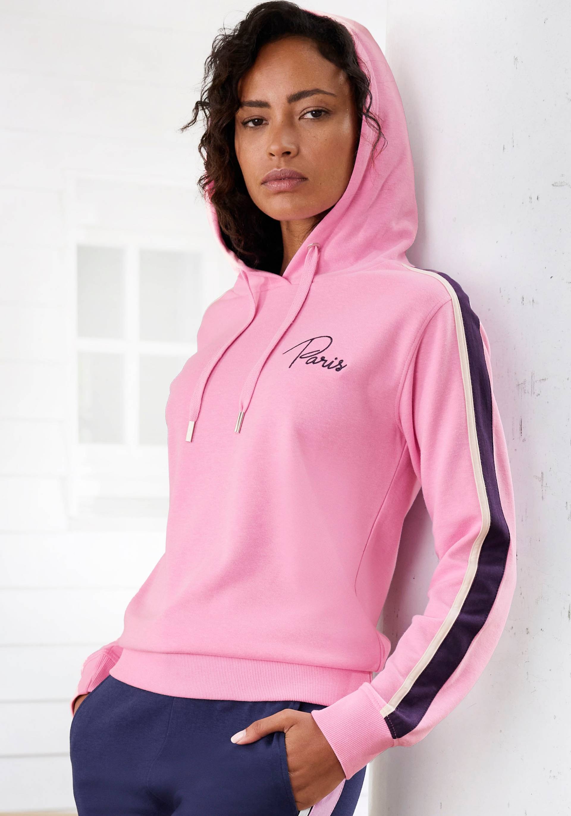 Vivance Hoodie, (1 tlg.), Hoodie mit Kontrast Einsätzen, Loungeanzug von Vivance