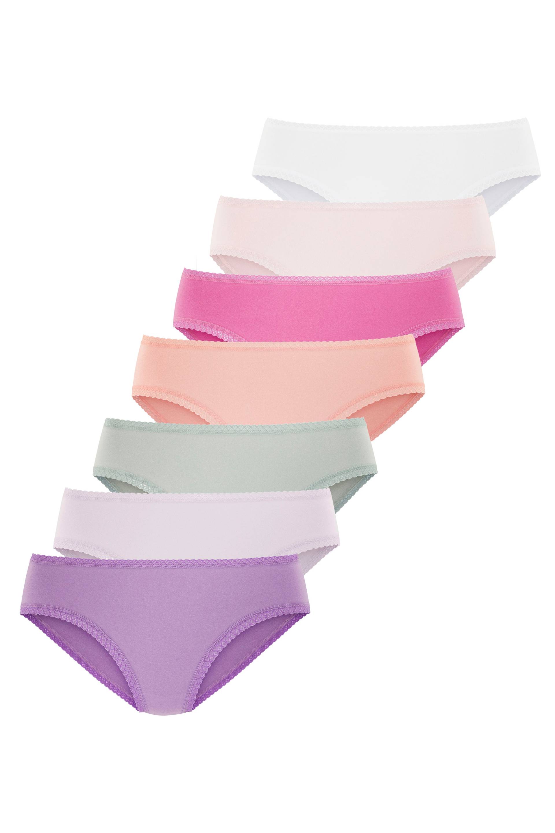 Vivance Jazz-Pants Slips, (7er-Pack), aus weicher Baumwollqualität mit feiner Spitzeneinfassung von Vivance