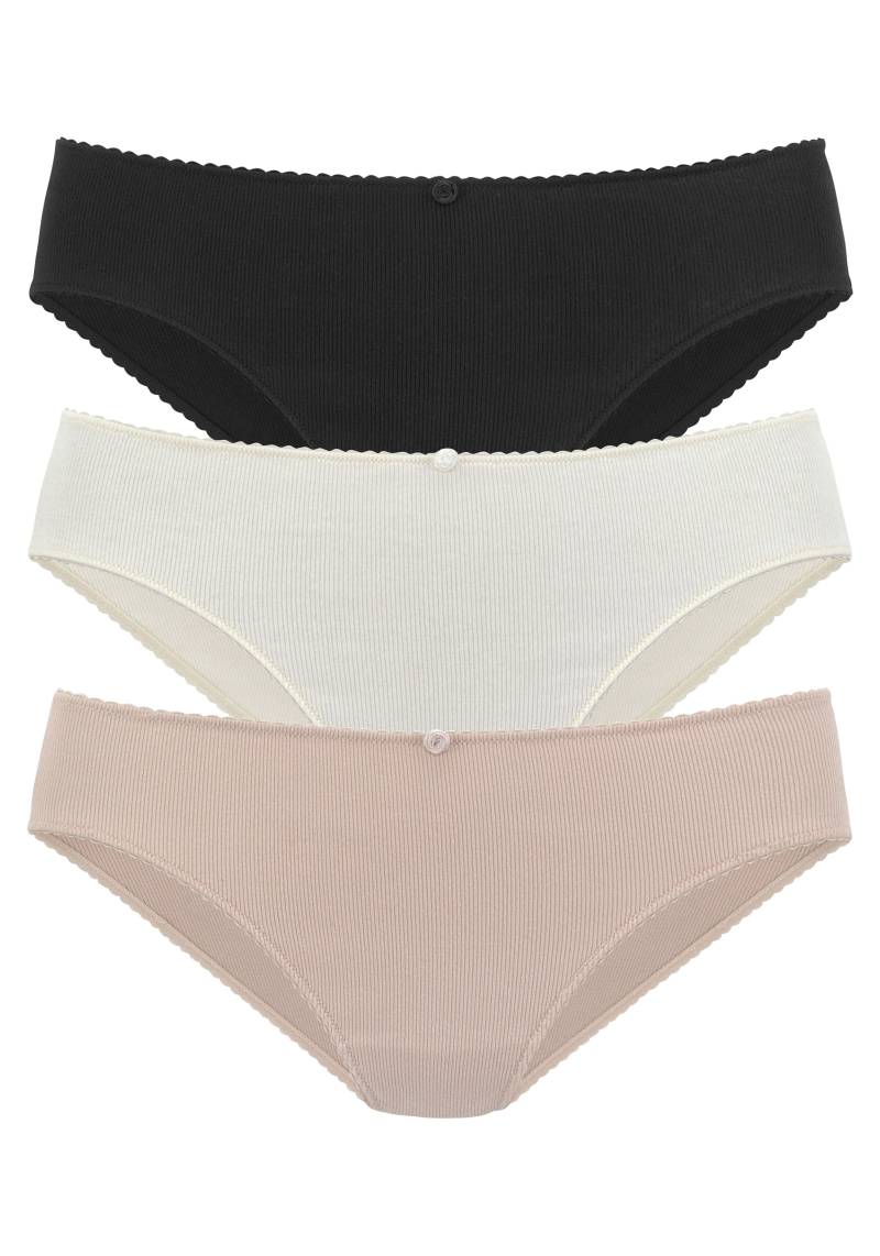 Vivance Jazz-Pants Slips, (3er-Pack), aus weicher und elastischer Rippware, mit zartem Röschen vorn von Vivance