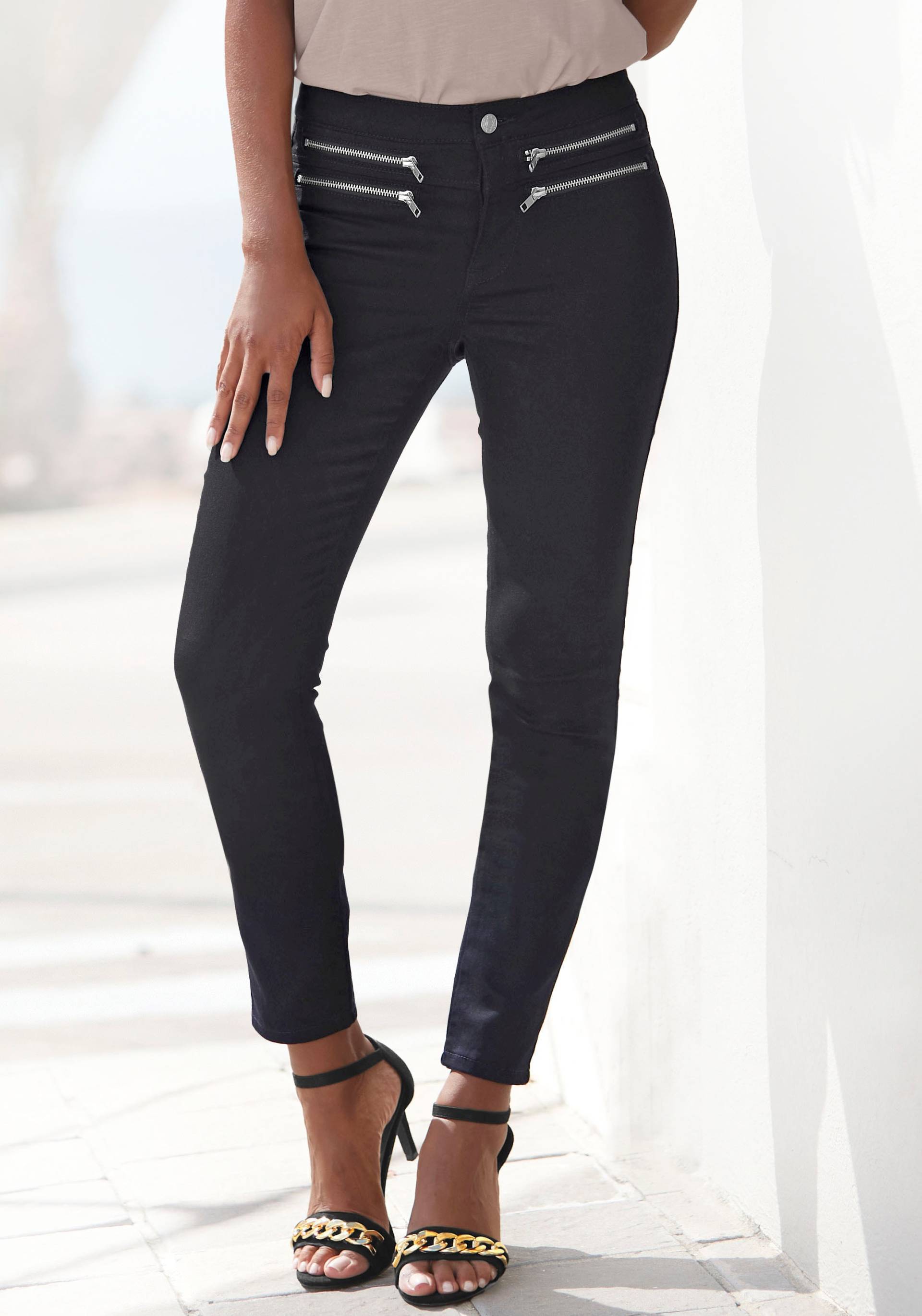 Vivance Jeggings, mit Zipperdetails, elastische Skinny-Jeans, Basic von Vivance