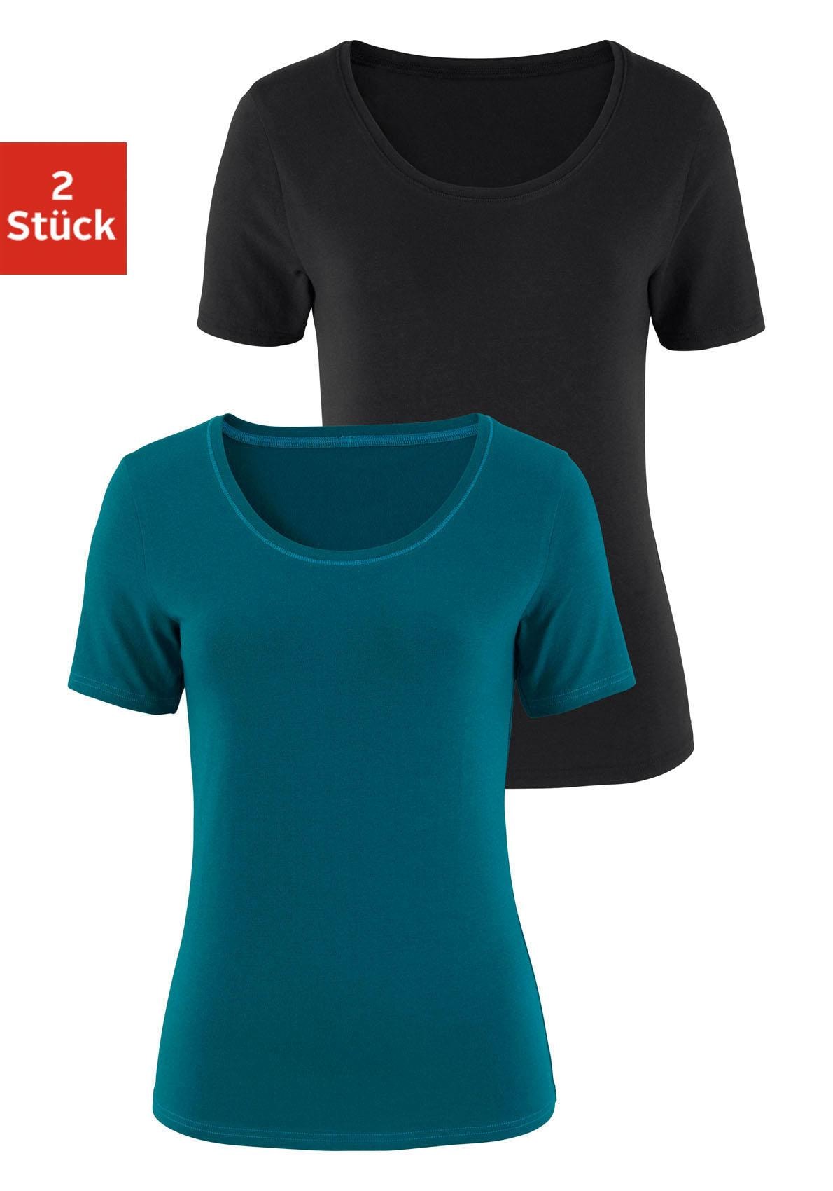 Vivance T-Shirt »aus elastischer Baumwoll-Qualität«, (2er-Pack) von Vivance
