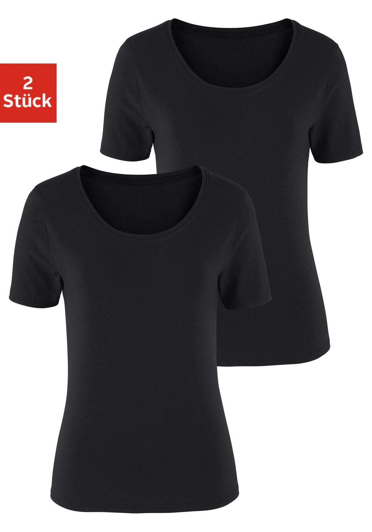 Vivance T-Shirt »aus elastischer Baumwoll-Qualität«, (2er-Pack) von Vivance