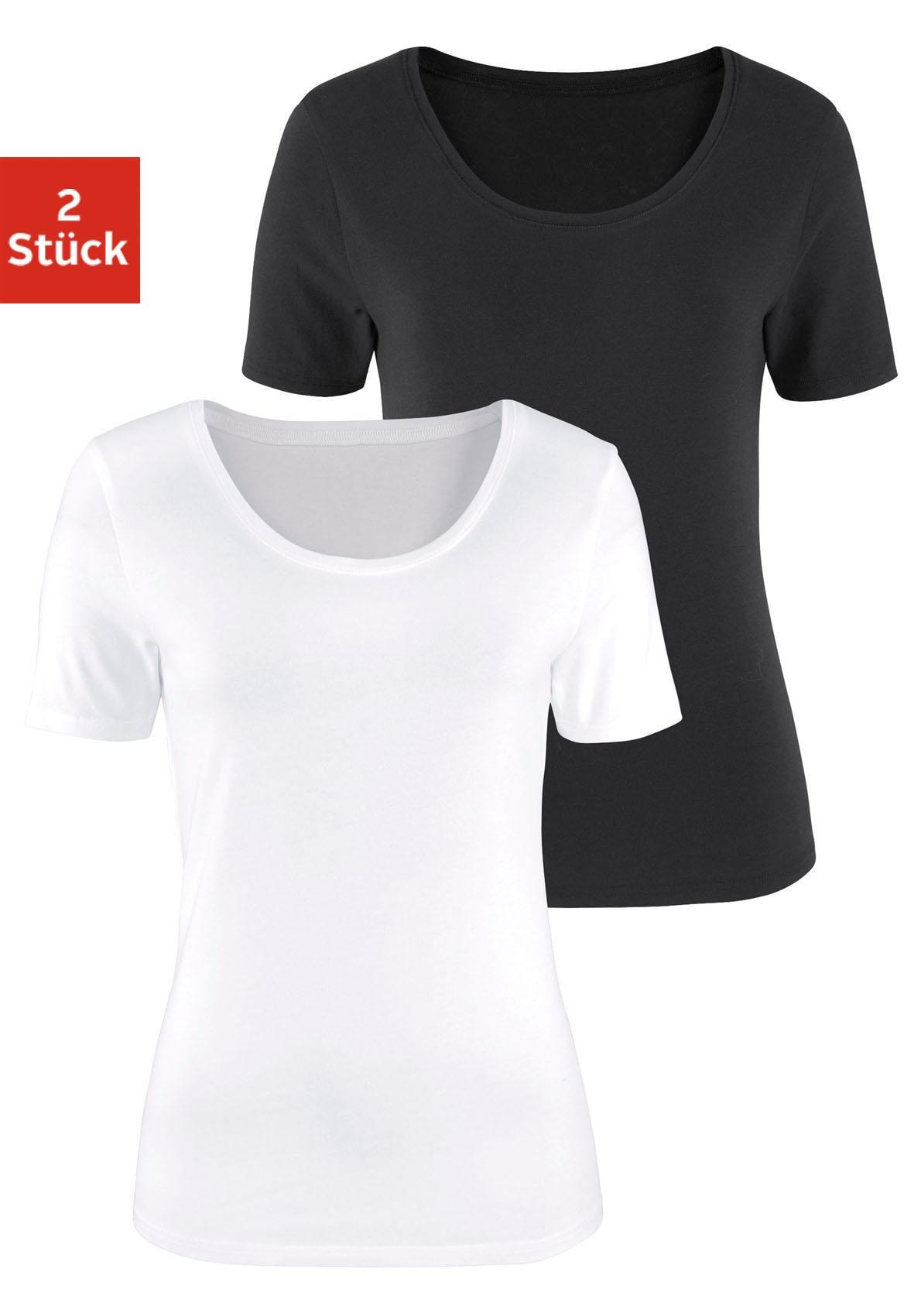 Vivance T-Shirt »aus elastischer Baumwoll-Qualität«, (2er-Pack) von Vivance