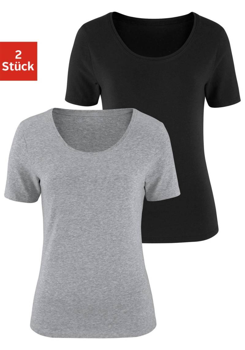 Vivance T-Shirt »aus elastischer Baumwoll-Qualität«, (2er-Pack) von Vivance