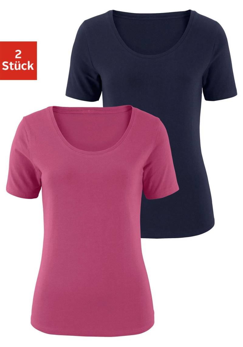 Vivance T-Shirt »aus elastischer Baumwoll-Qualität«, (2er-Pack) von Vivance