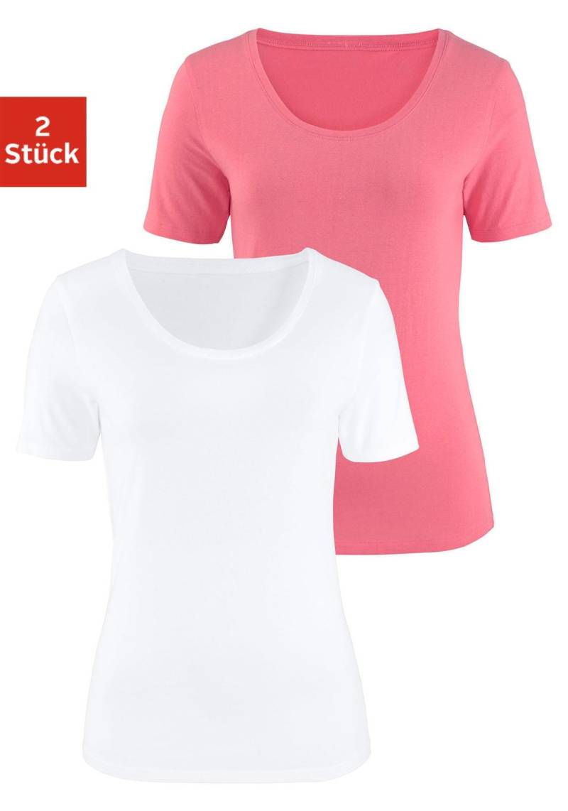 Vivance T-Shirt »aus elastischer Baumwoll-Qualität«, (2er-Pack) von Vivance