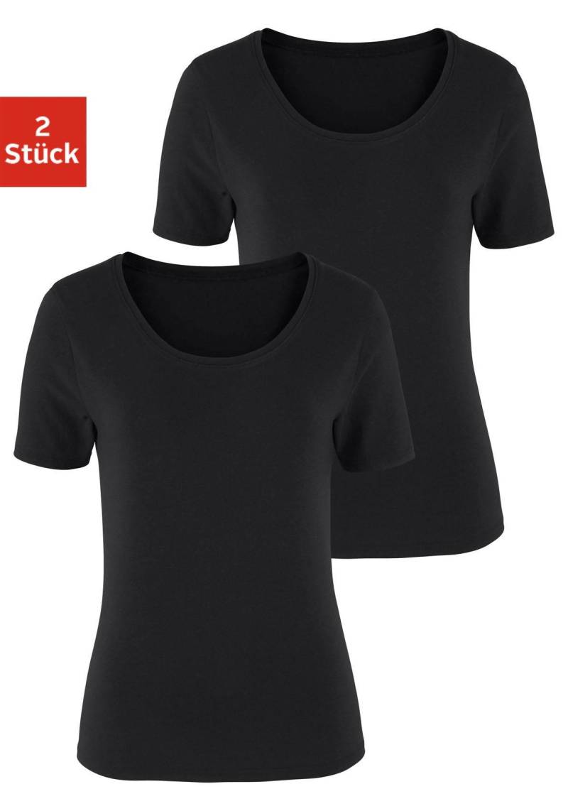 Vivance T-Shirt »aus elastischer Baumwoll-Qualität«, (2er-Pack) von Vivance
