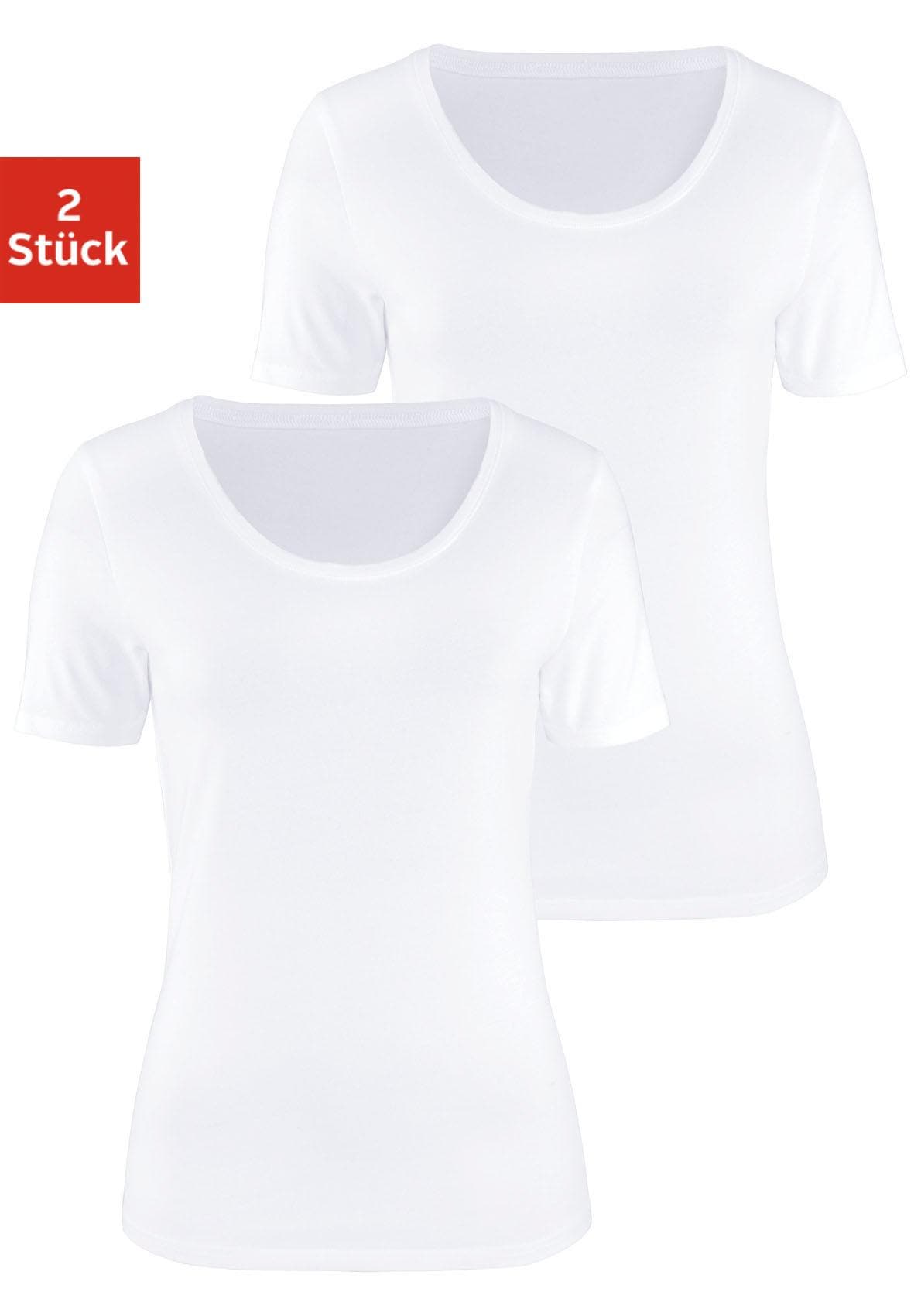 Vivance T-Shirt »aus elastischer Baumwoll-Qualität«, (2er-Pack) von Vivance