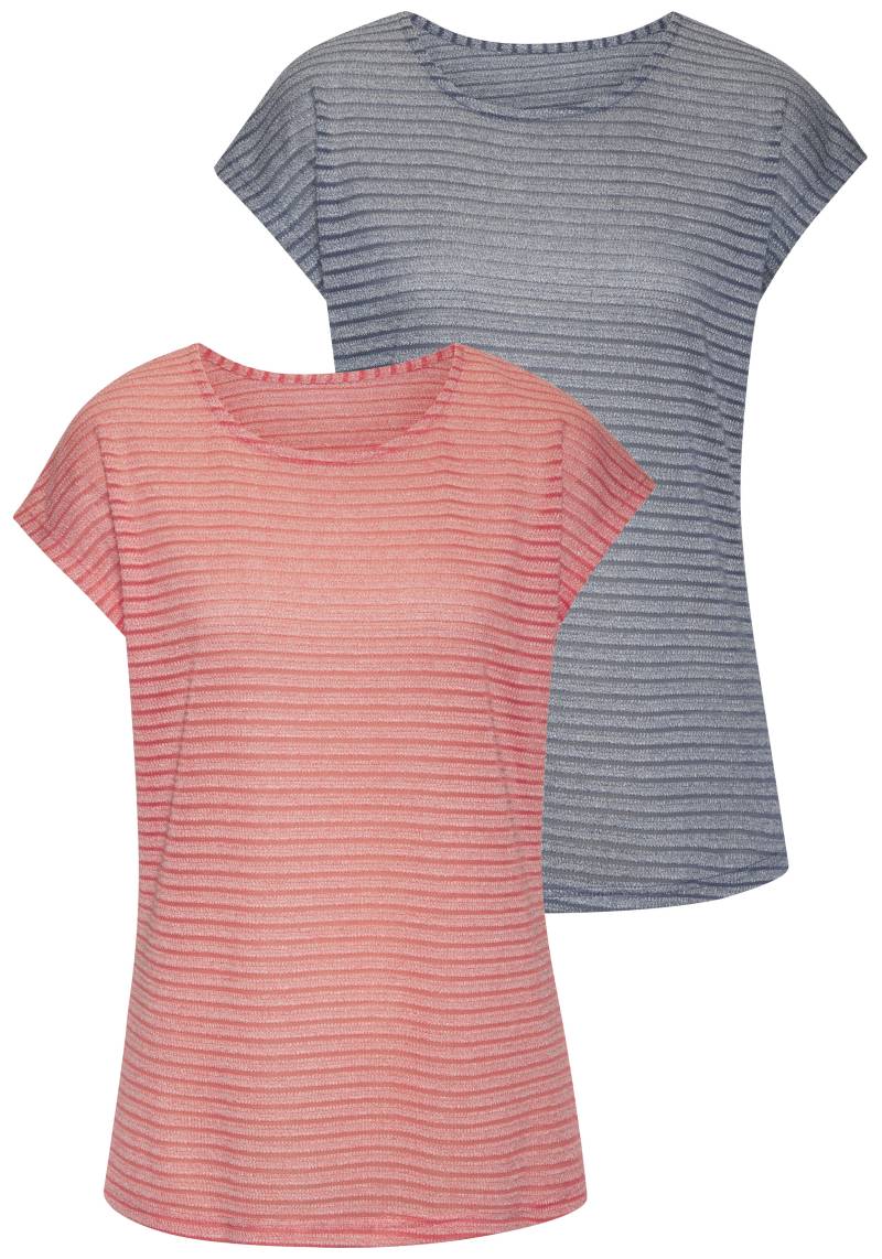 Vivance Kurzarmshirt »mit Streifenoptik«, (2er-Pack), aus pflegeleichter Viskose-Qualität von Vivance