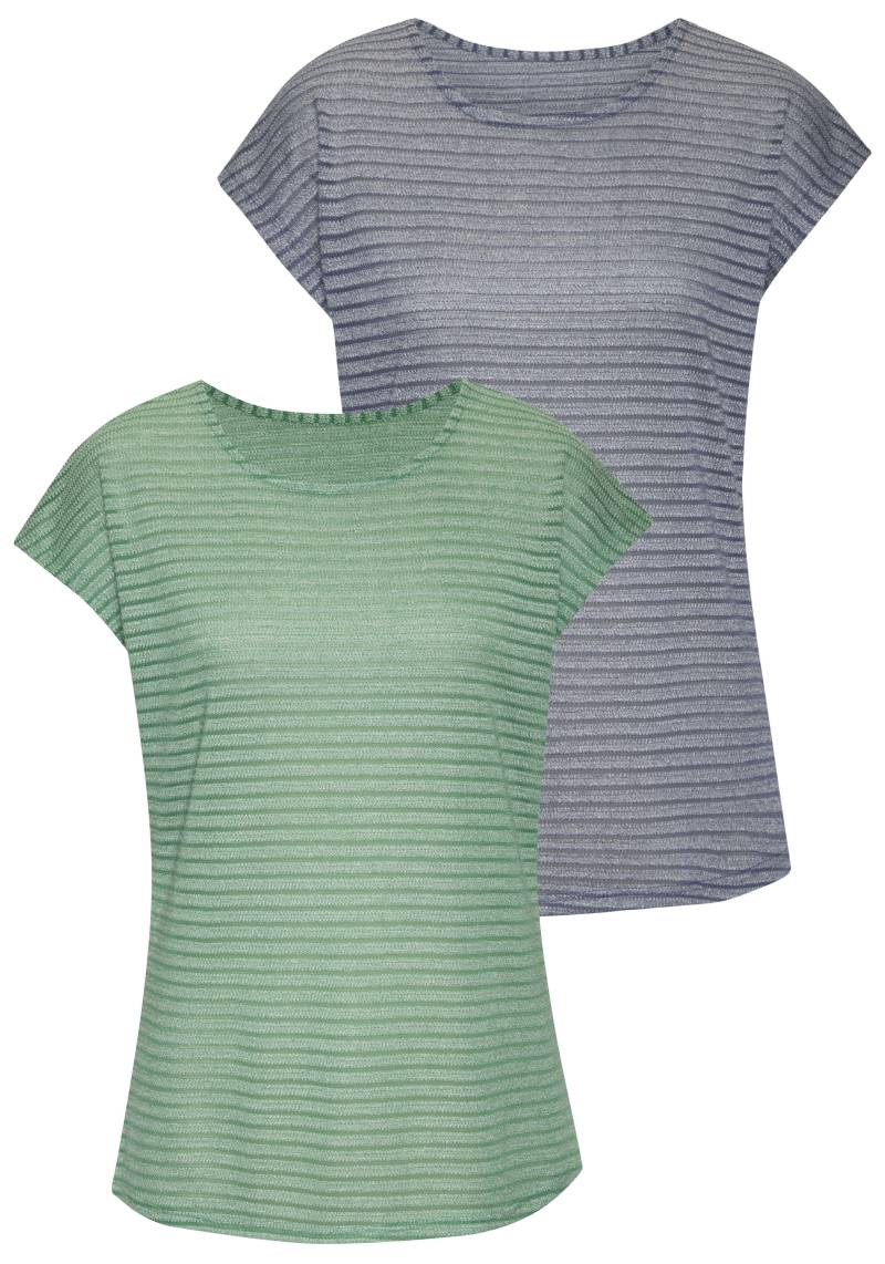 Vivance Kurzarmshirt »mit Streifenoptik«, (2er-Pack), aus pflegeleichter Viskose-Qualität von Vivance